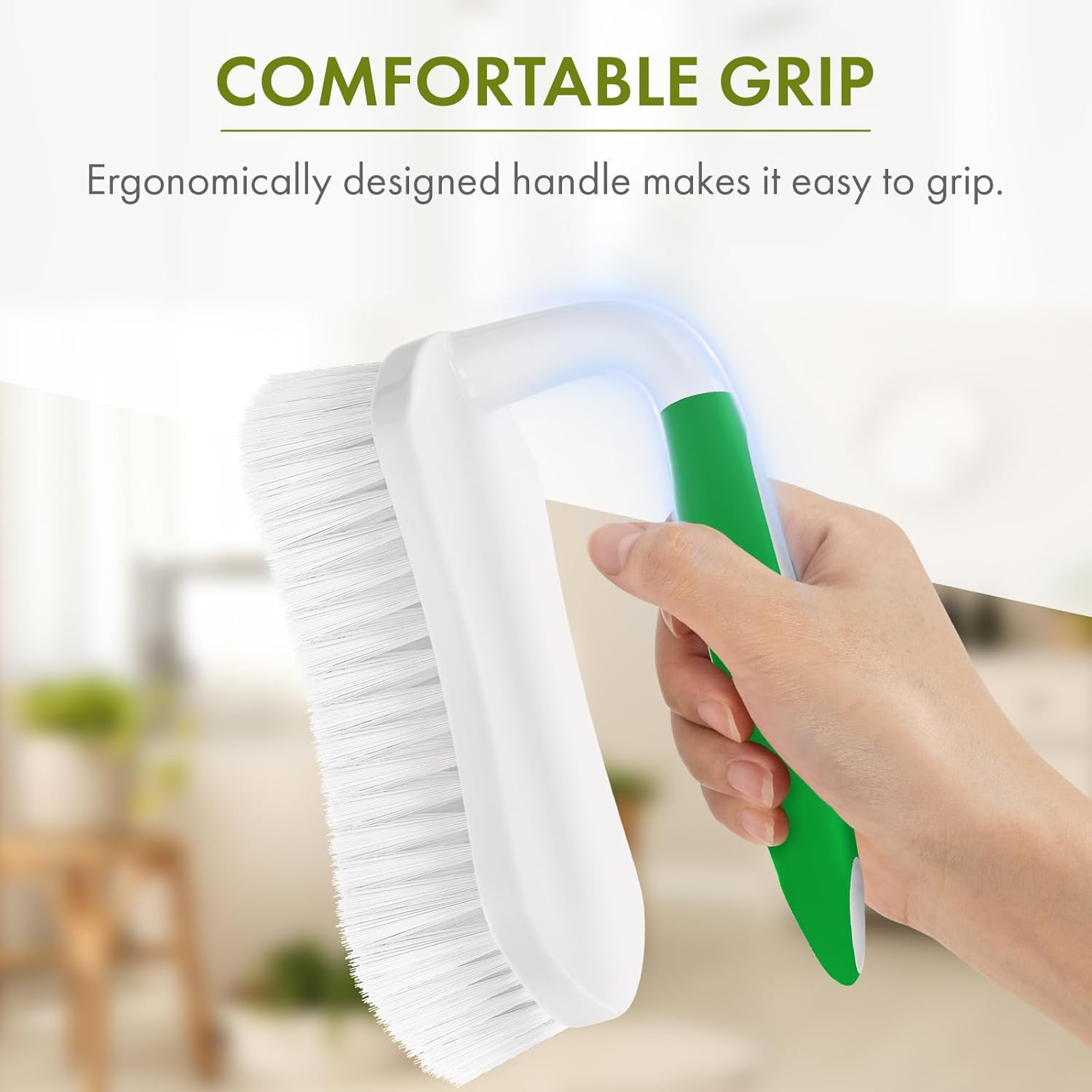 Scrub Brush for Cleaning Comfort Grip Shower Scrubber Stiff Bristles with Handle
