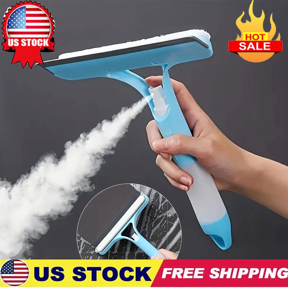 3 in 1 Spray Scraper Wipe Window Squeegee Glass Cleaner Shower Household Tools