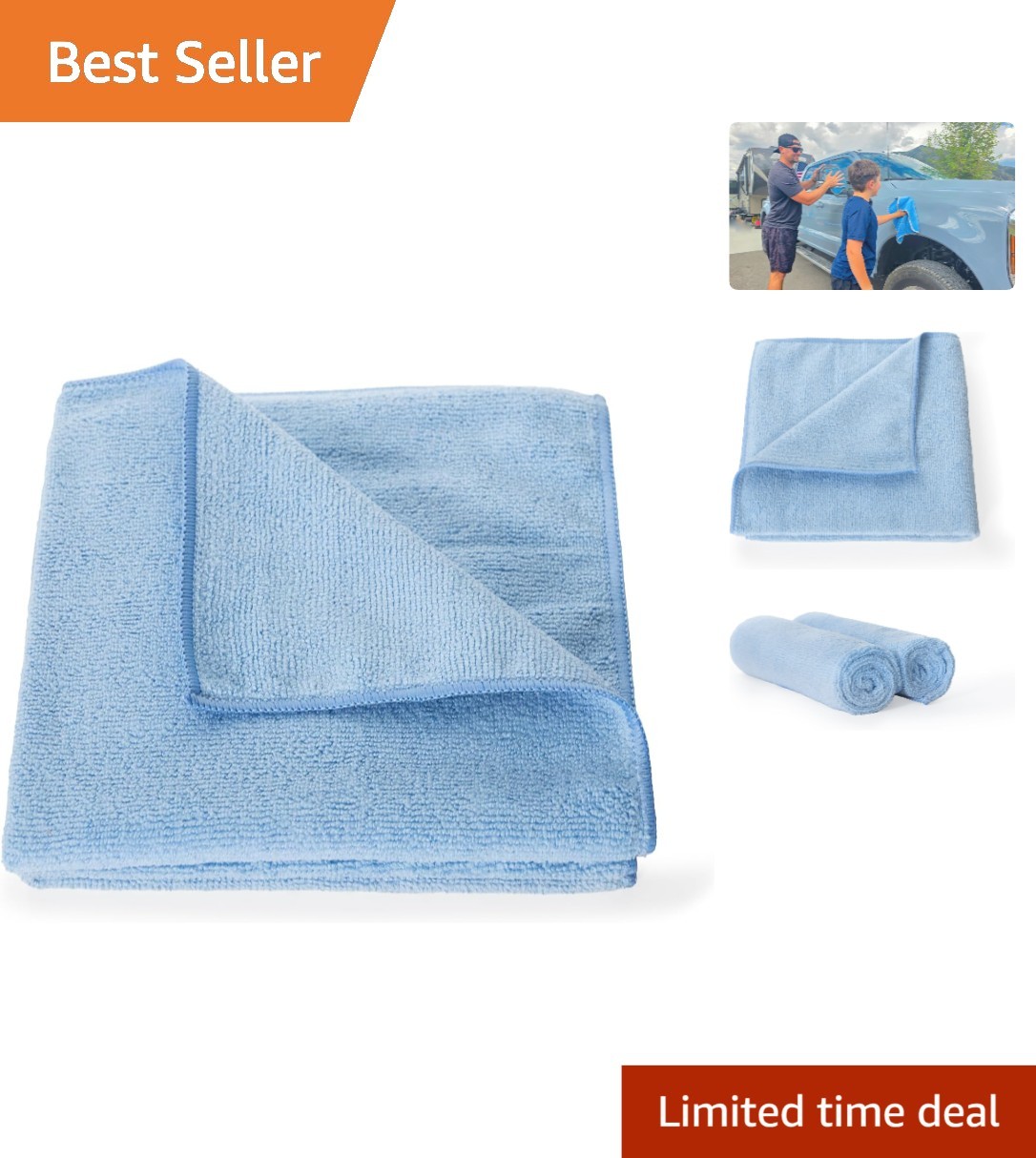 Scratch-Free 16×16 Microfiber Terry Towel – Ideal for Cars, Boats & Home