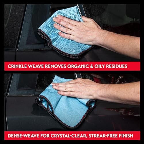 PFM Crinkle Glass Towels for Car Detailing, Streak-Free Cleaning for Windows,