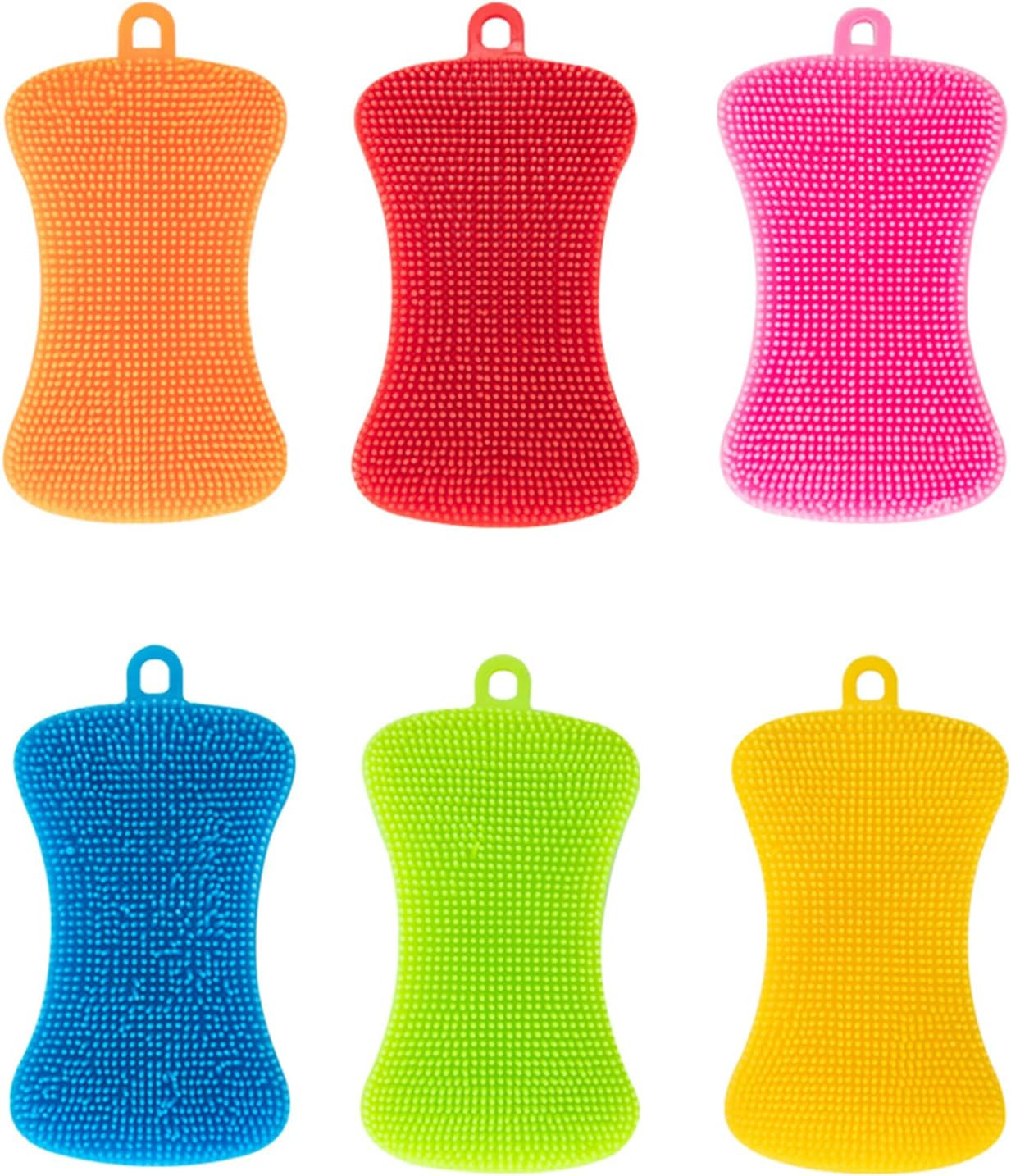 Silicone Sponge Dish Washing Kitchen Scrubber, 6 Pack Reusable Dish Washing