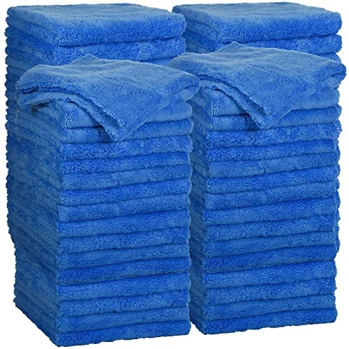 Pcs Microfiber Towels for Cars, 500 GSM Edgeless 16 x 16 Inch 30 Dark Blue