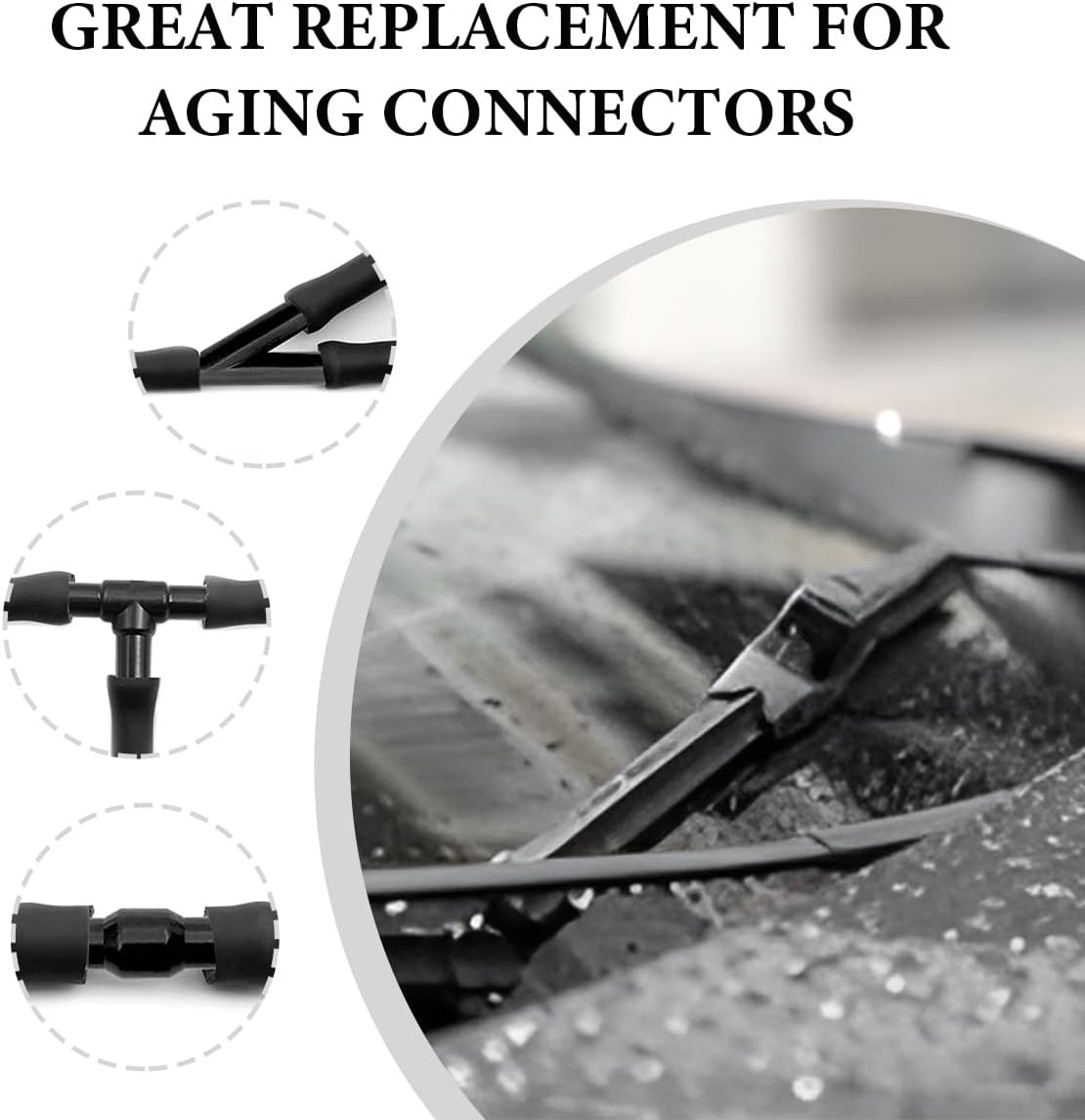 30 PCS Windshield Wiper Hose Connectors, 2-Way I Type 3-Way T/Y Type Windscreen