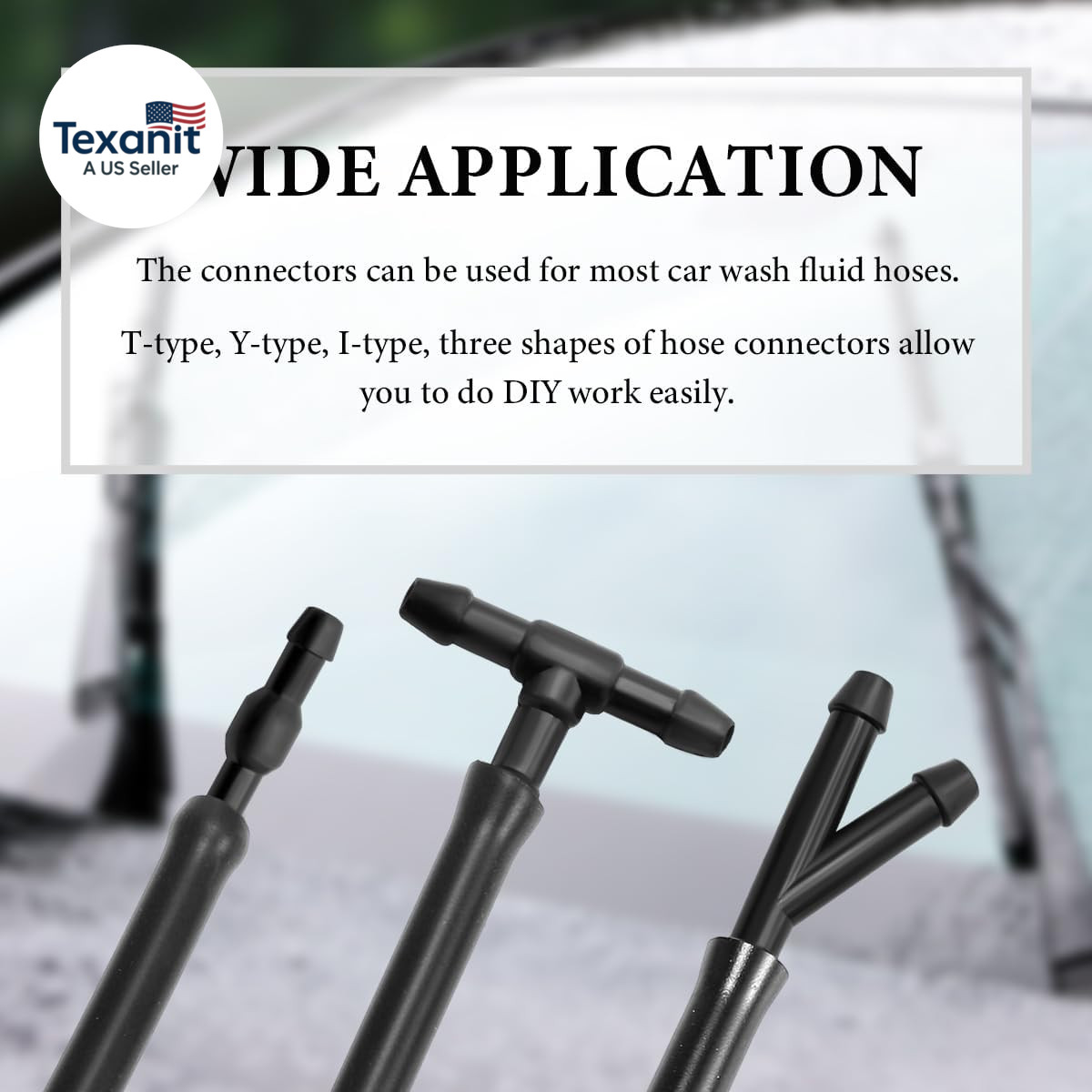30 PCS Windshield Wiper Hose Connectors, 2-Way I Type 3-Way T/Y Type Windscreen