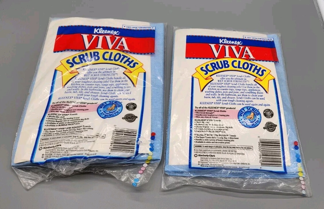 Kleenex Viva Scrub Cloths Reusable Cleaning 2 Packs Lot of 10 See Description