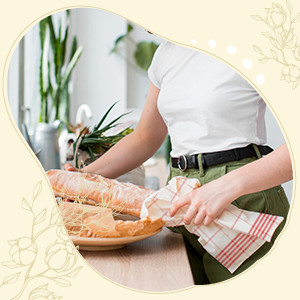 Organic Cotton Tea Towels for Baking Sourdough Bread, Rolls and Cakes – 100%
