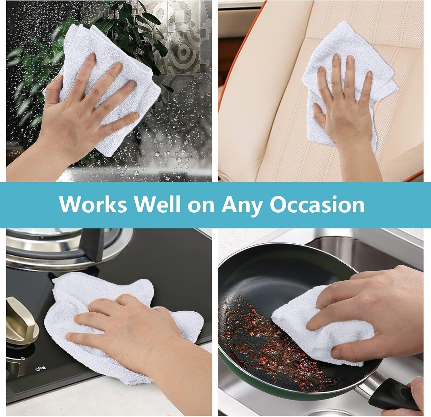5-Pack White Microfiber Cleaning Cloths – Ultra Absorbent & Lint-Free Towels