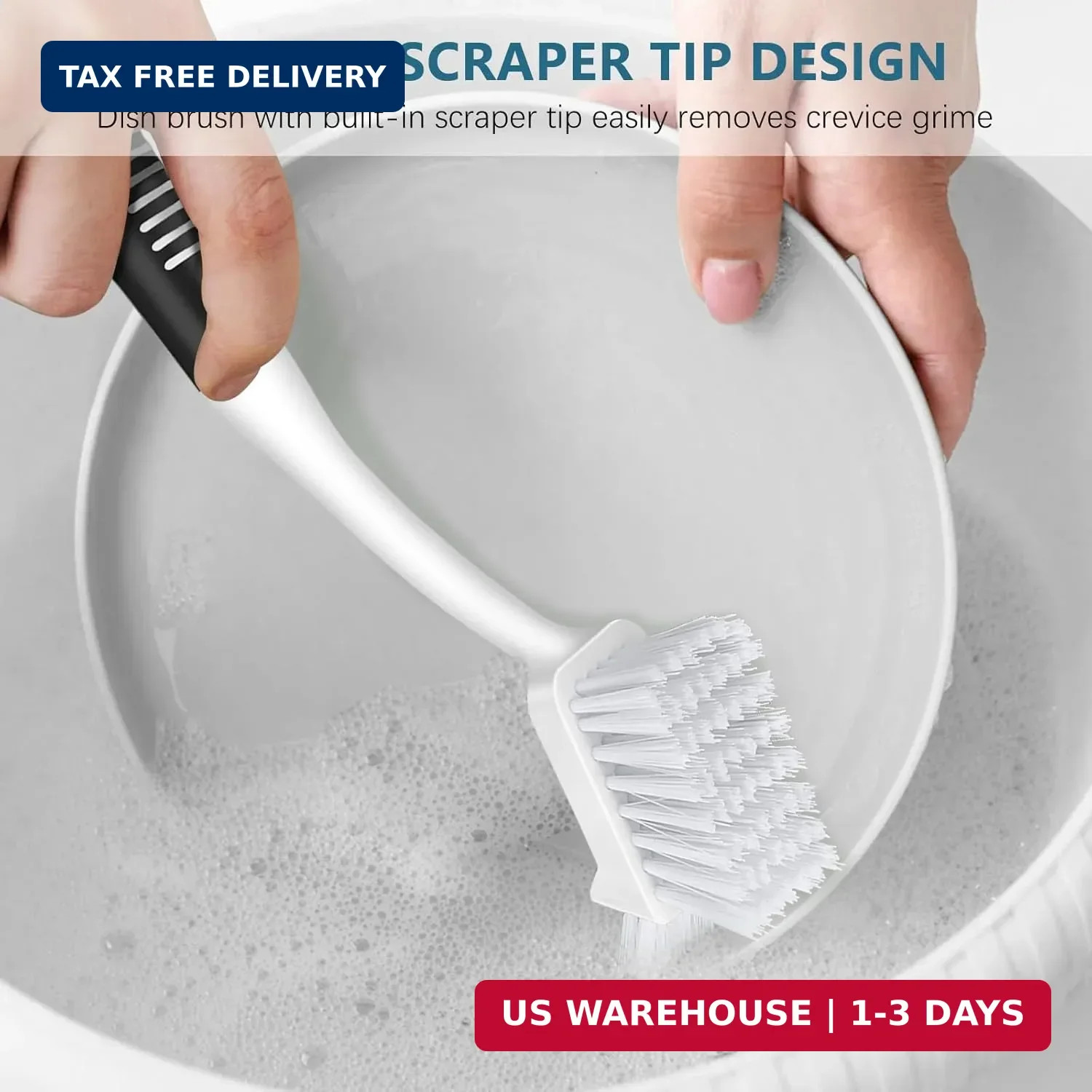 SetSail Dish Brush Set of 3 with Bottle Brush, Dish Scrub Brush with Long Handle
