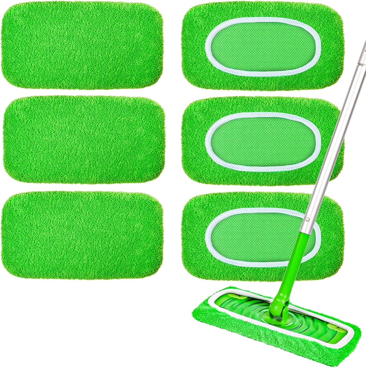 6Pack Reusable Mop Pads Compatible with Sweeper Mop -100% Coral Fleece Washable