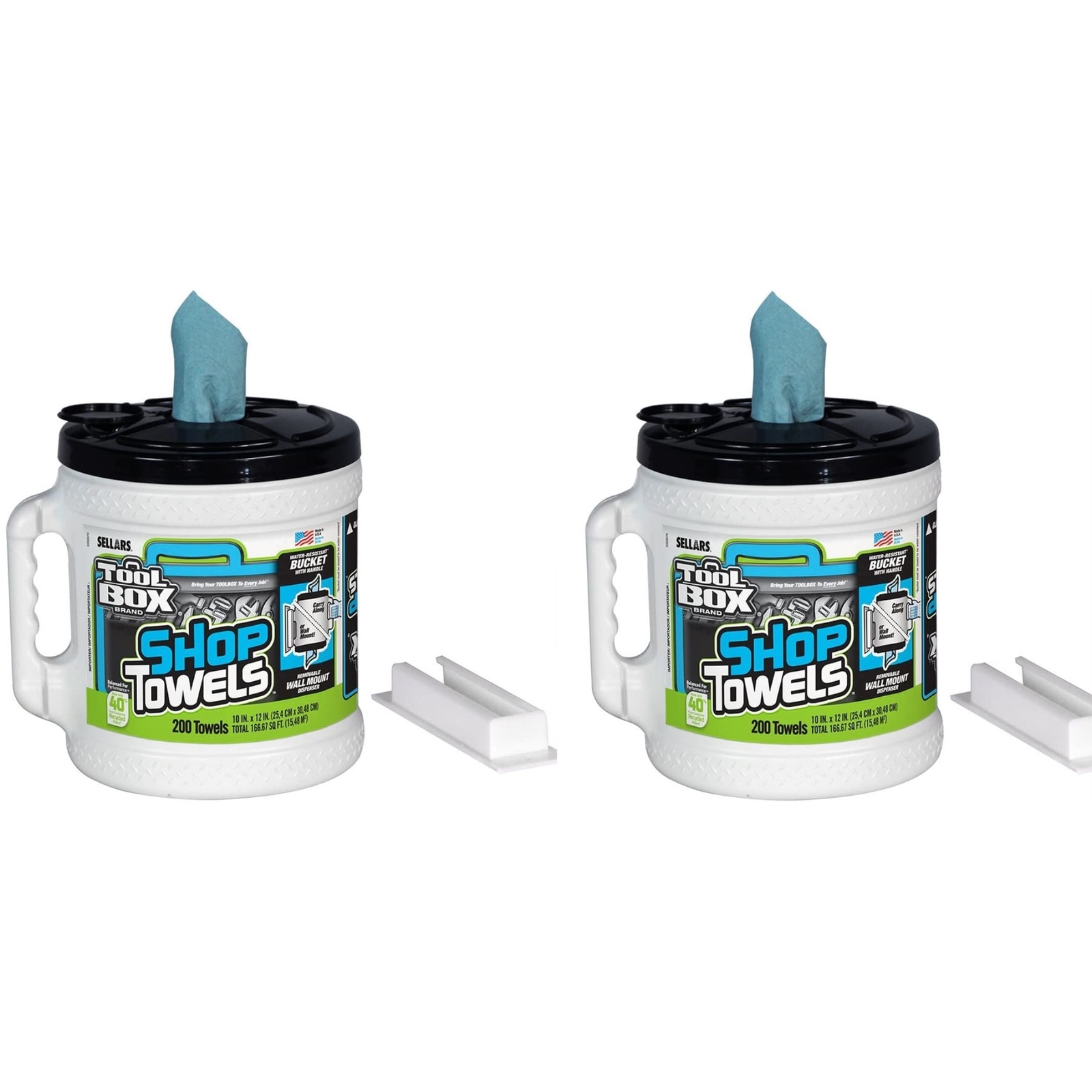 Sellars (#55208) Toolbox Shop Towels Dispenser Bucket- (2 Bucket of 200 Sheets)