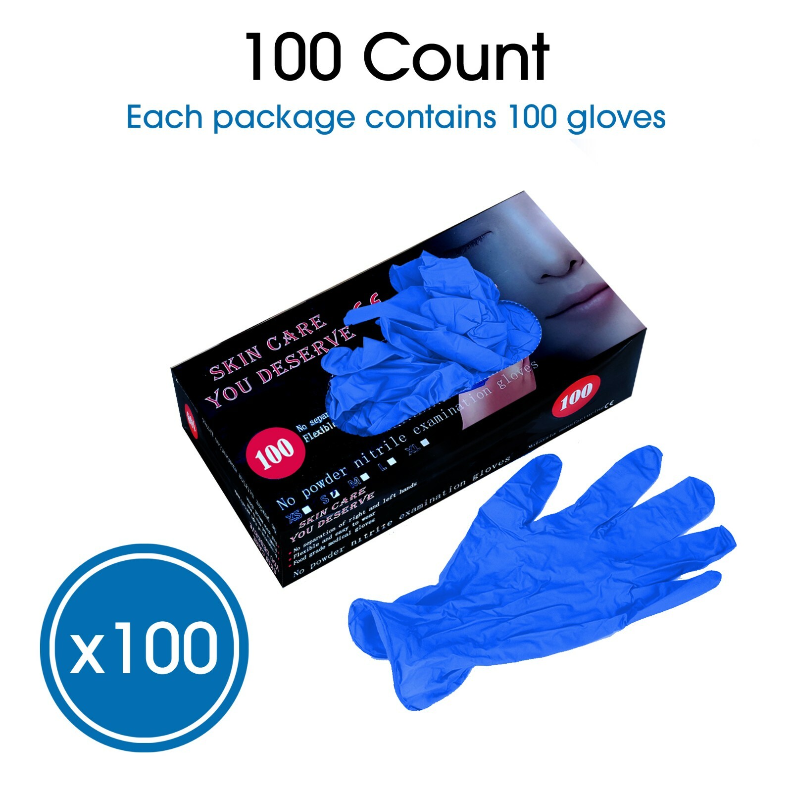 TechMatte Disposable Powder Free Rubber Nitrile Ambidextrous Gloves (L) – 100 PK