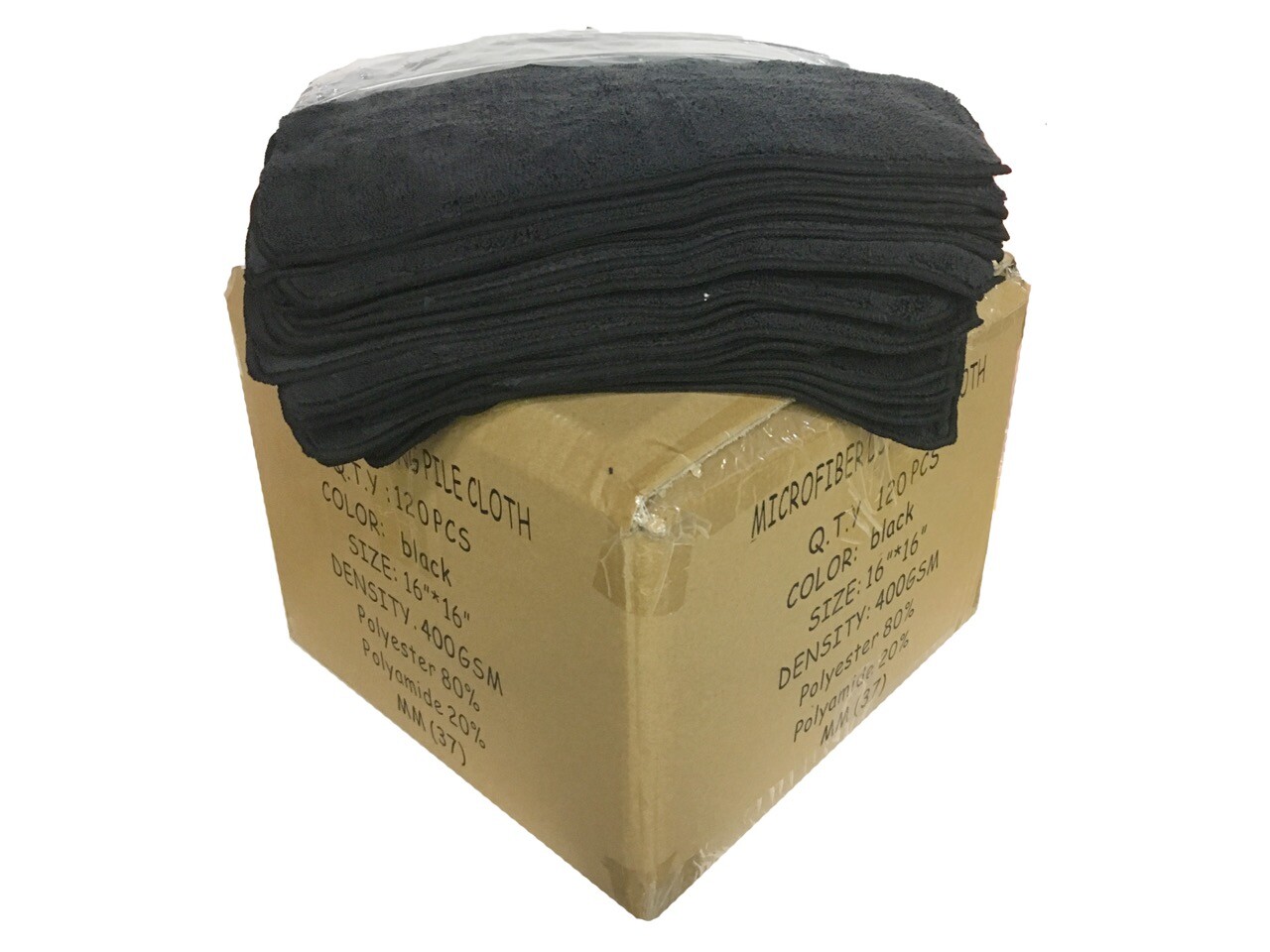 120 Case Microfiber 16″x16″ Cleaning/Detailing Cloths EXTRA PLUSH 400GSM Black