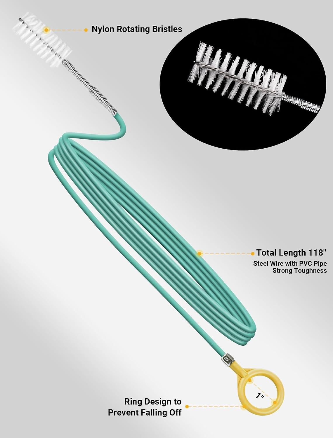 Auto Sunroof Drain Cleaning Tool 120 Inch Flexible Long Drain Brush