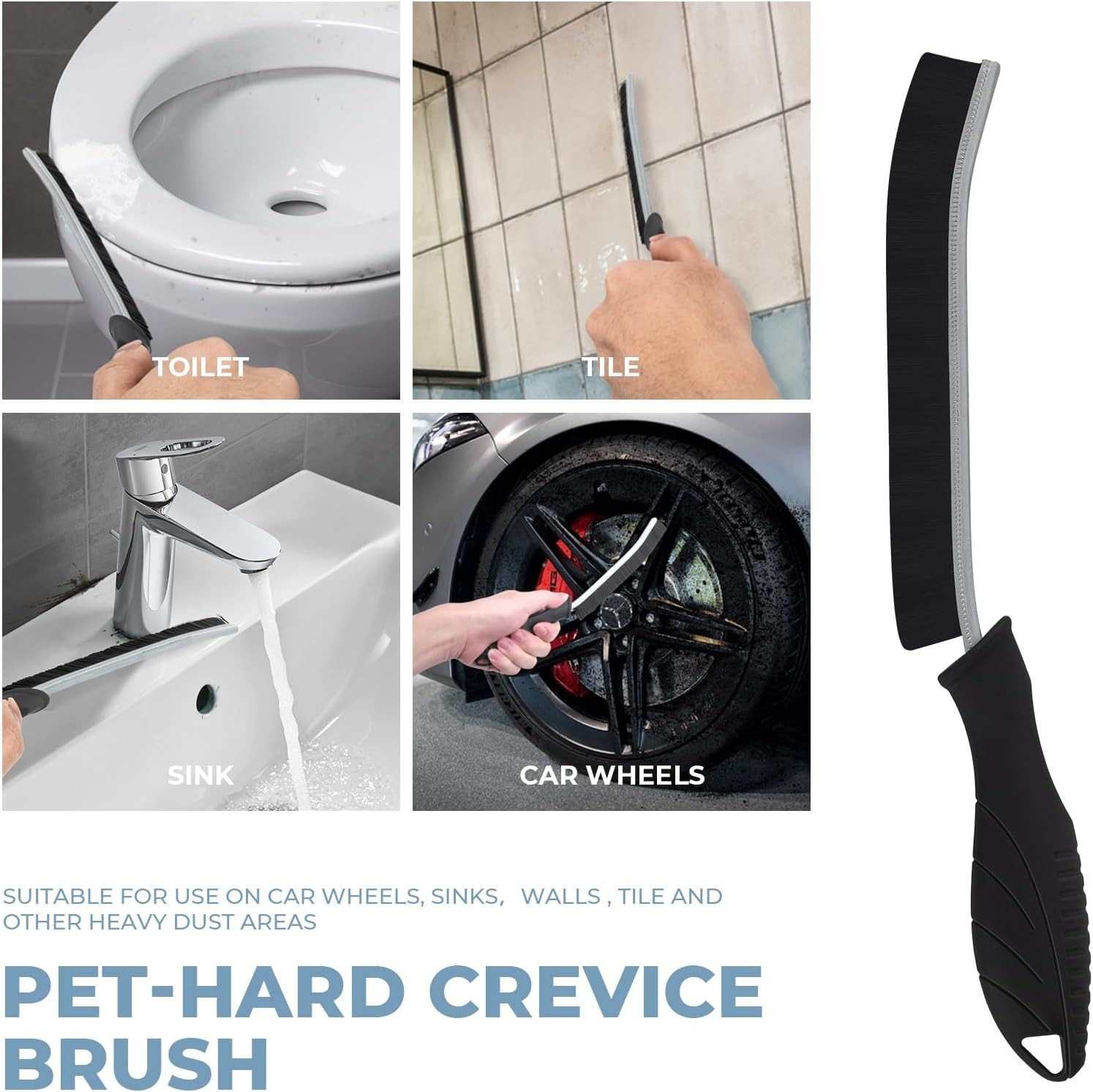 Cleaning Brush Set 3 Pcs with Soft Bristle and Hard Bristle Crevice | Grout