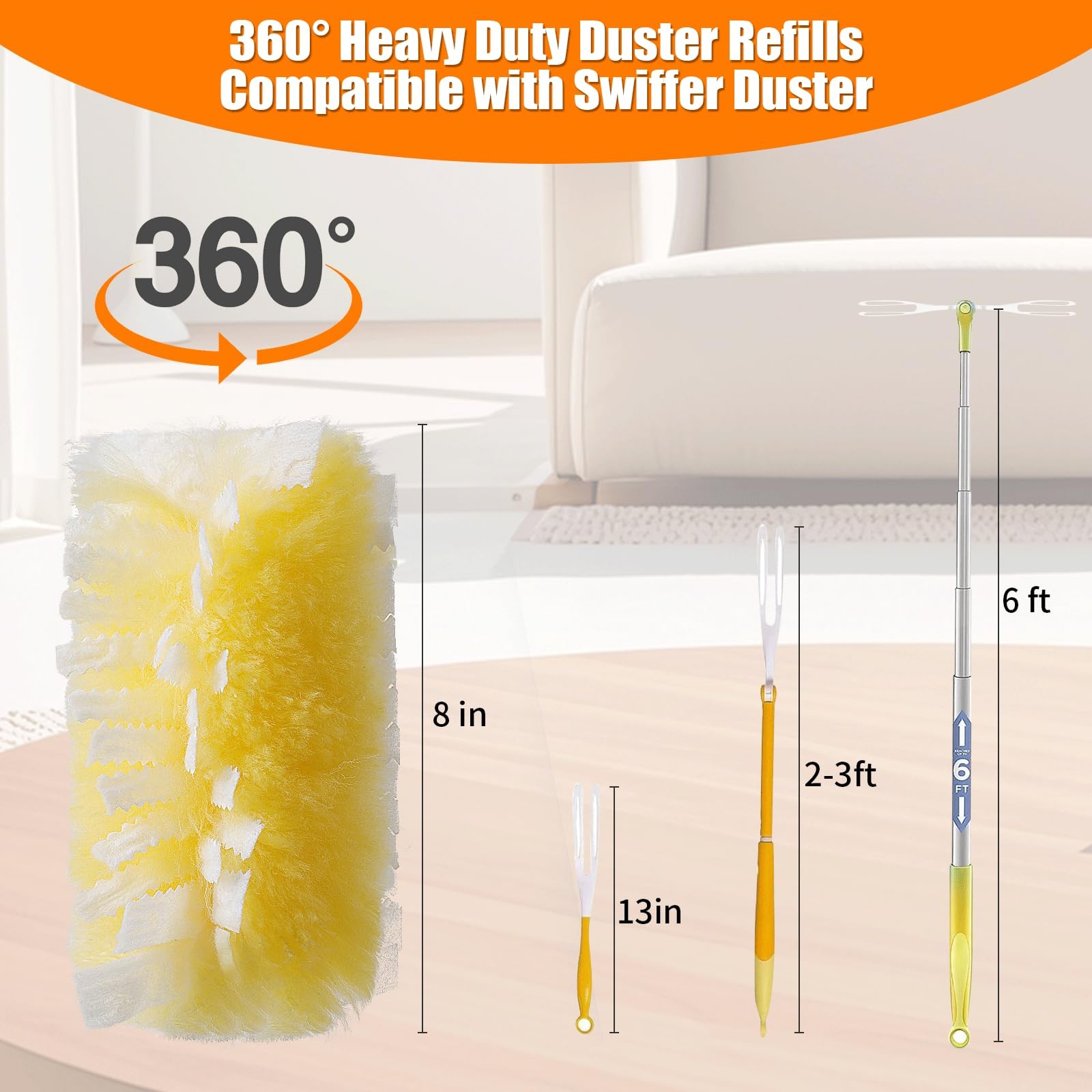 Senowi 50 Count 360° Heavy Duty Duster Refills Compatible with Swiffer, Larger