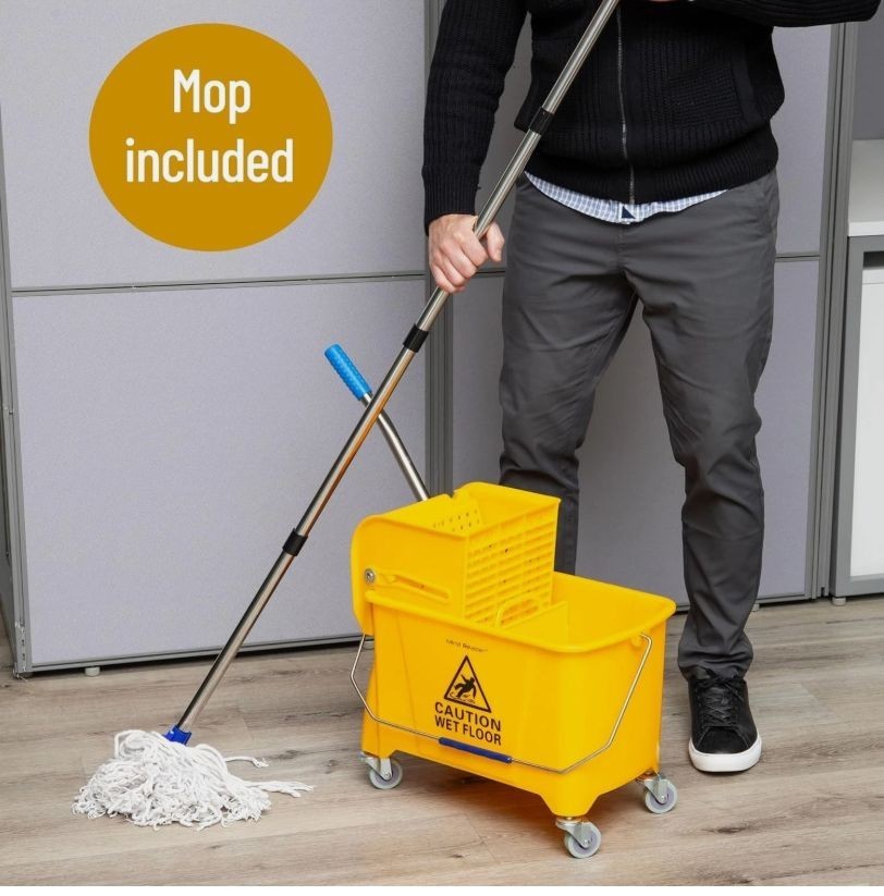 Mind Reader Bucket With Wringer And Mop Set, 22 Qt, Yellow New in Box 5.5 Gal