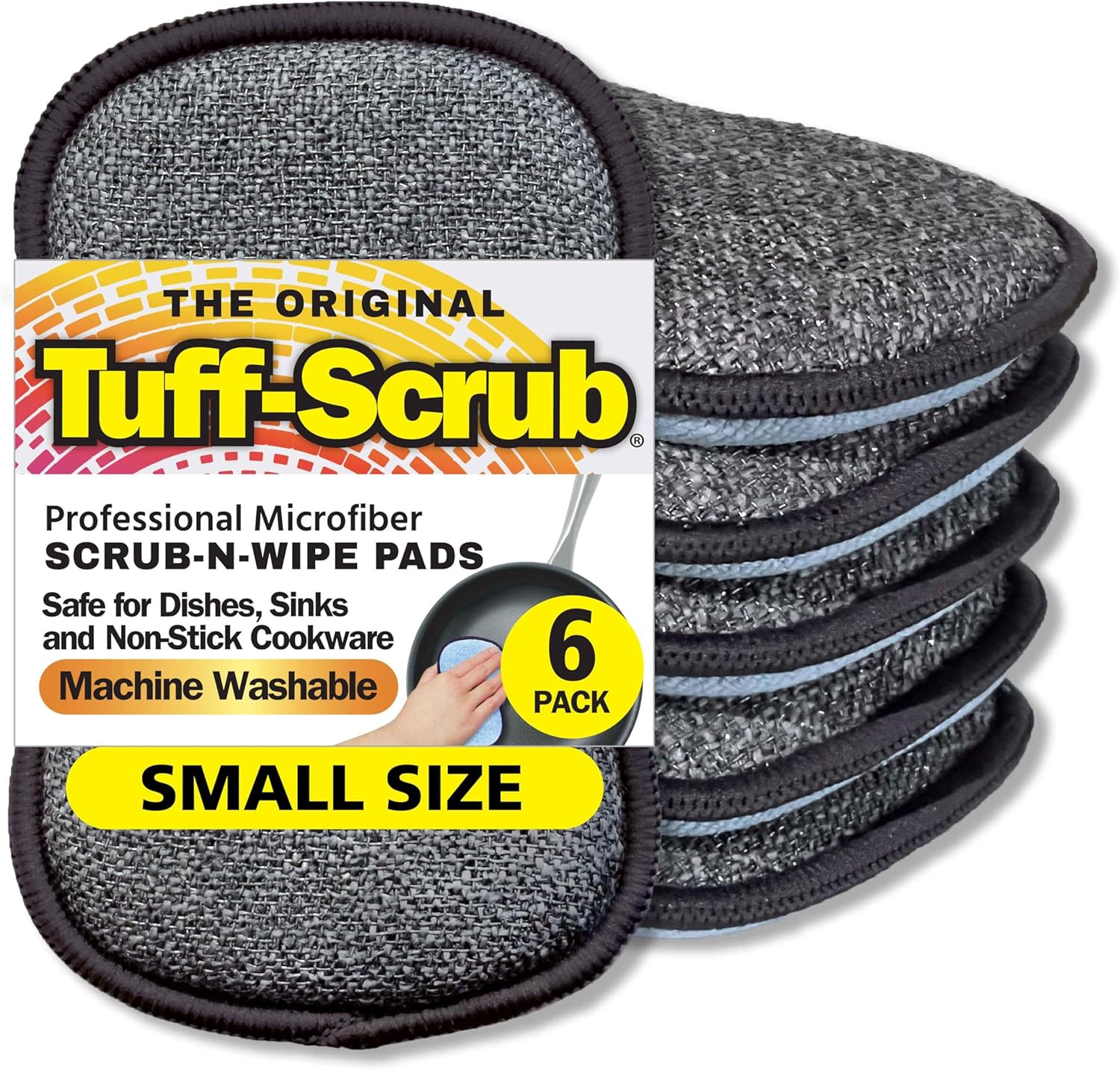 Original Scrub-N-Wipe Pad by , 6-Pack, Microfiber, Multi-Surface, Non-Scratch, D