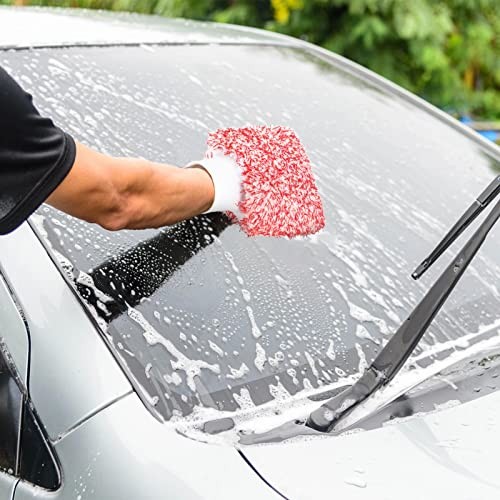 5 Pcs Microfiber Car Wash Mitt Absorbent Blue, Black, Red, White, Grey