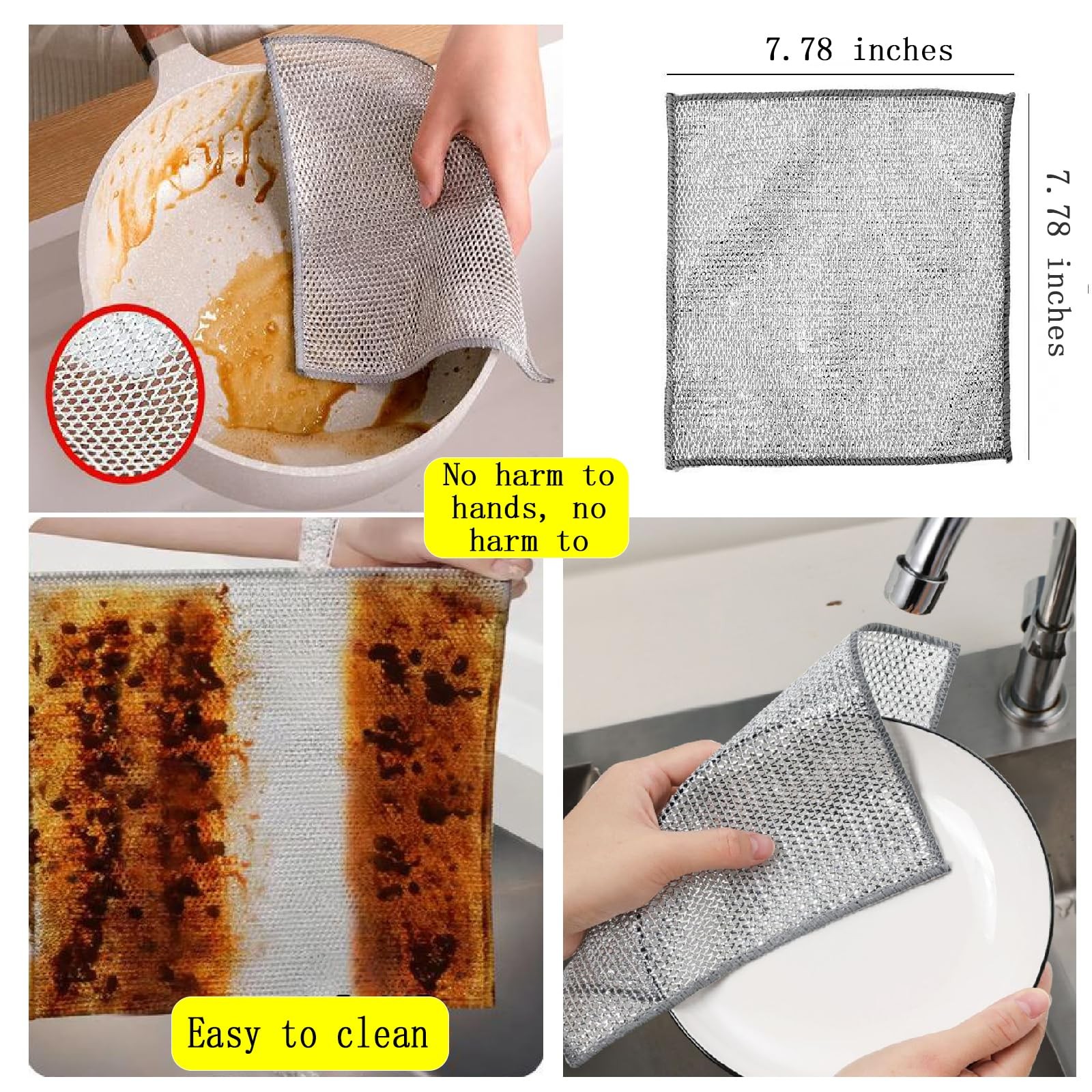 Double layer metal wire scratch free cloth, dry and wet dual-purpose metal wi…