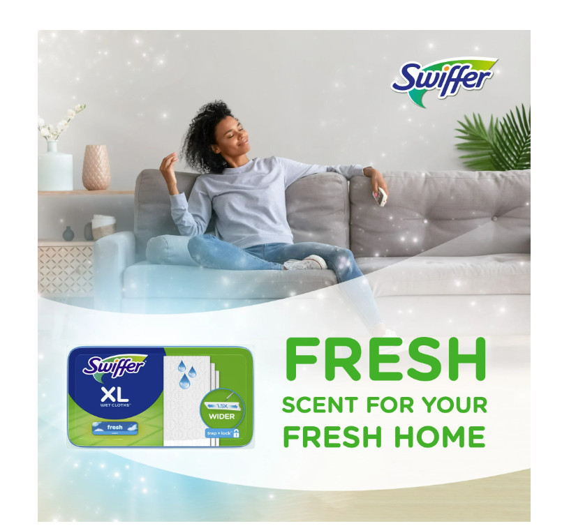 Sweep + Mop XL Wet Pads Refill Fresh Scent 12 Count Floor Cleaning Cloths