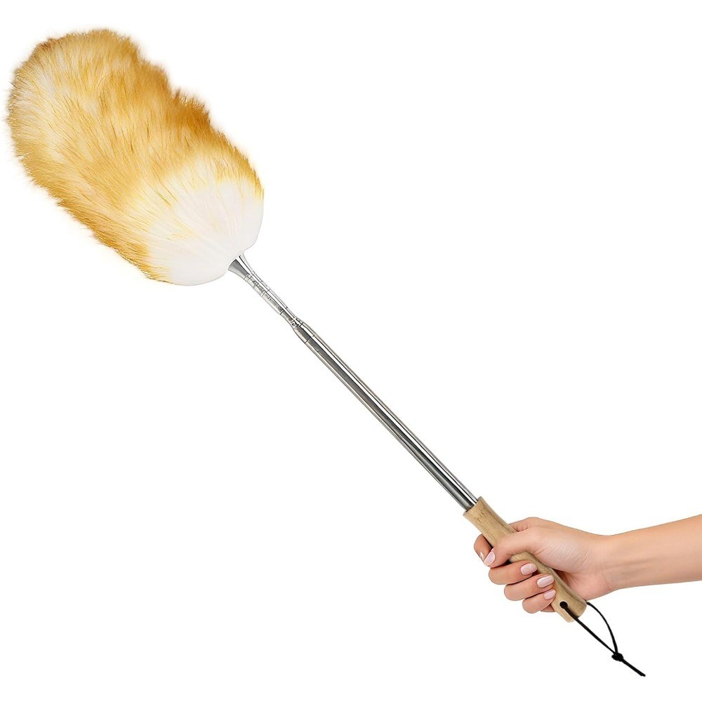 Extendable Lambswool Feather Duster 31-88 Inch, Anti-Static Wool Duster for