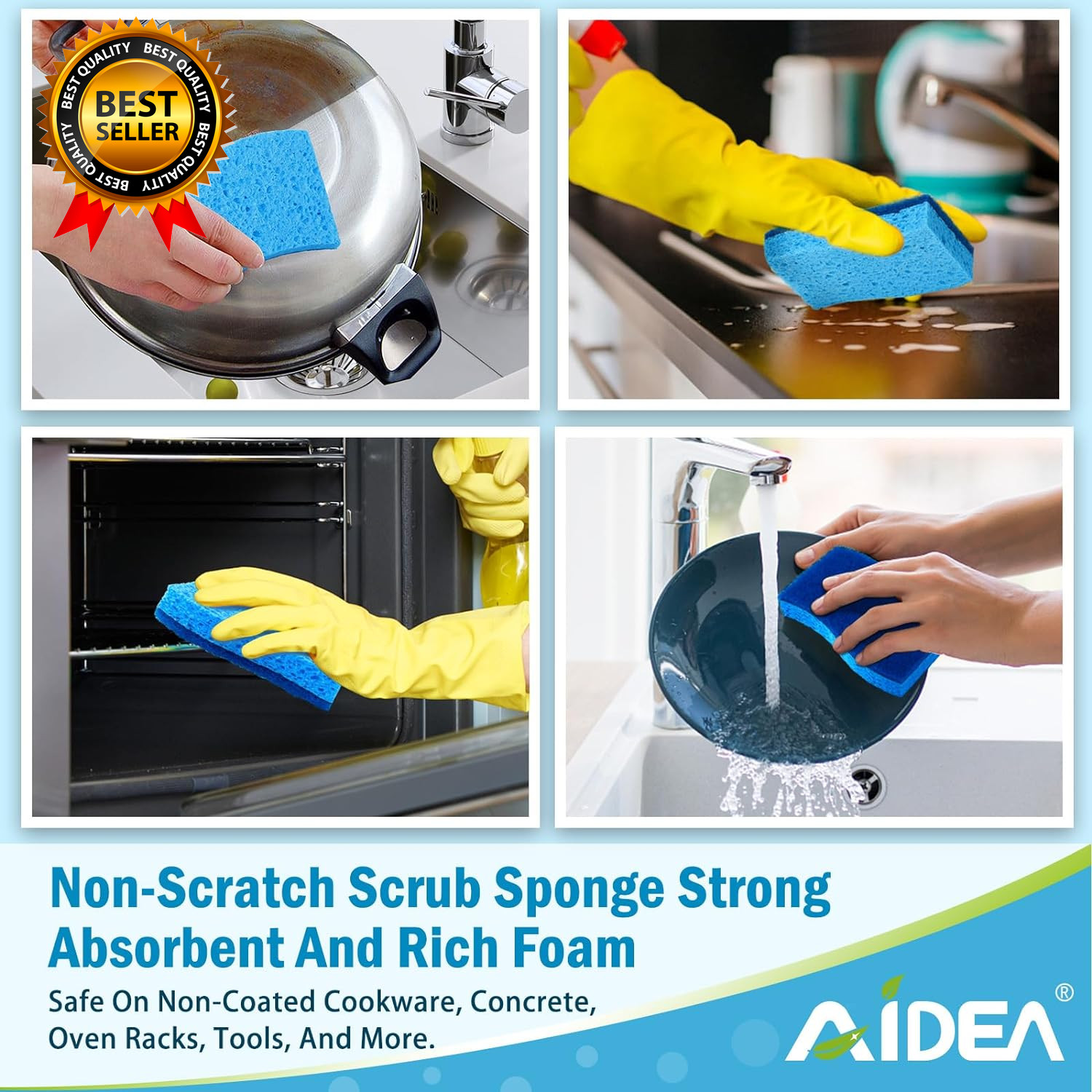Non Scratch Scrub Sponge 24Count Sponges for Dishes Sponges Kitchen Cleaning