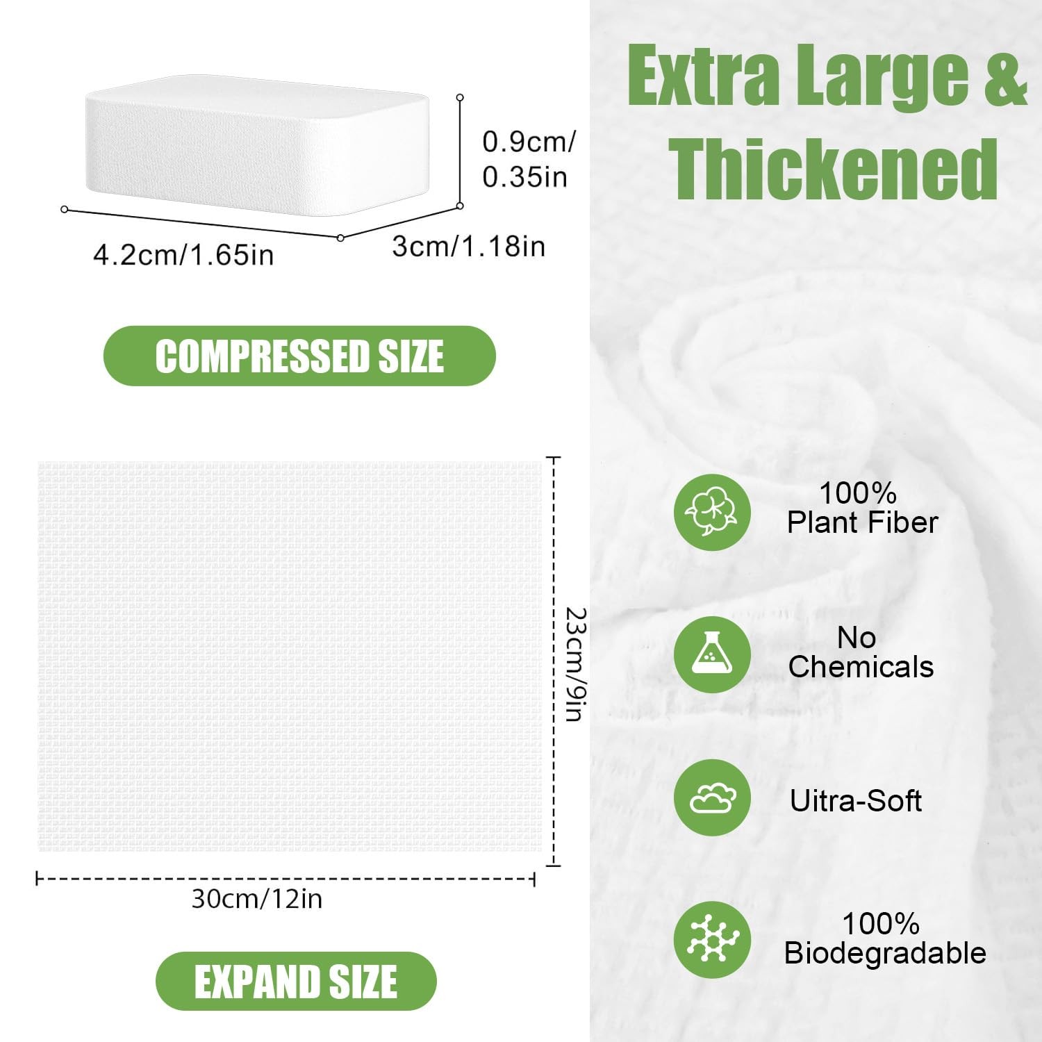 fancyou Disposable Face Towel 12″x9″ 20 Count (Pack of 1), Green