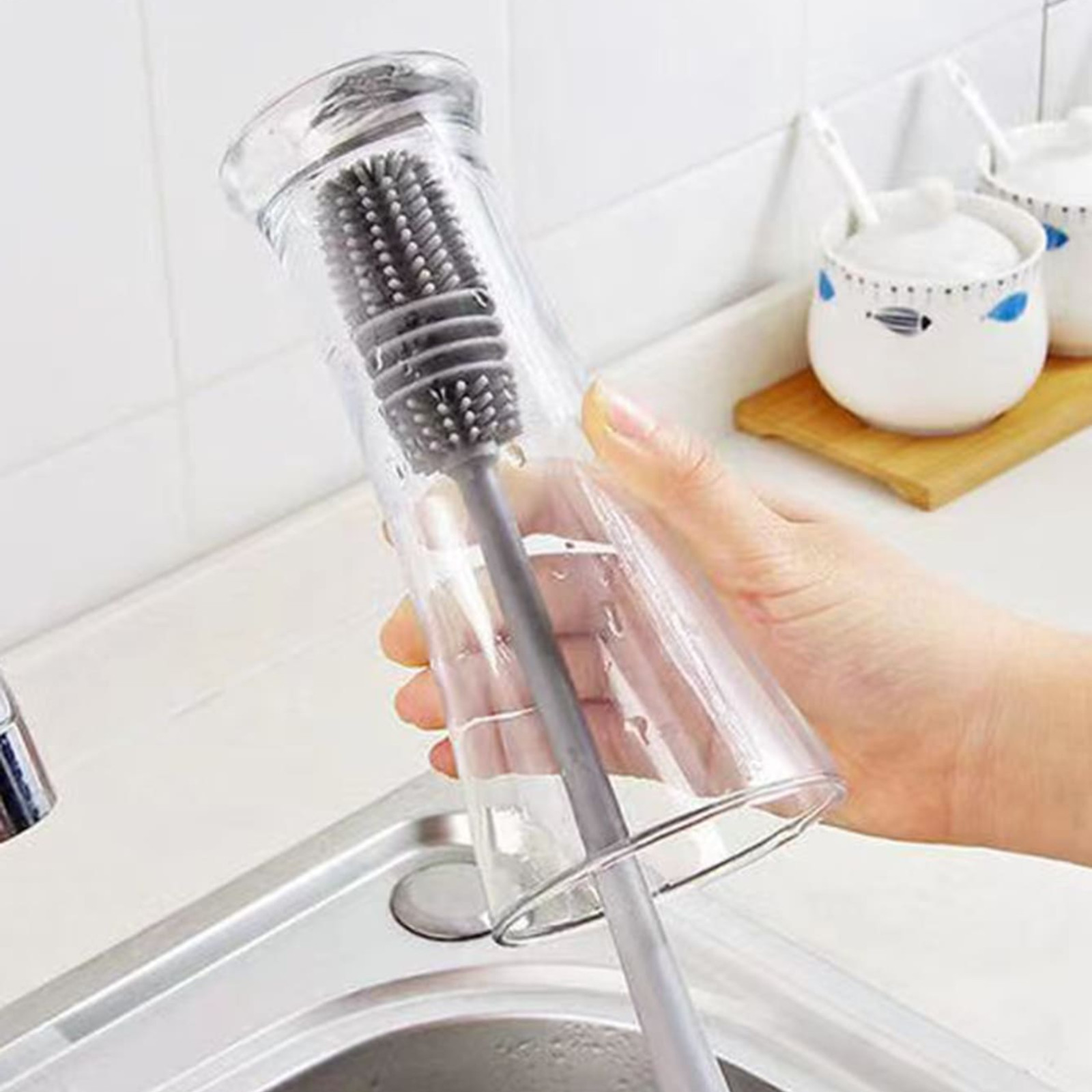 Bottle Cleaning Brush 360° Rotating Long Handle Cup Cleaner Brush For Kitchen