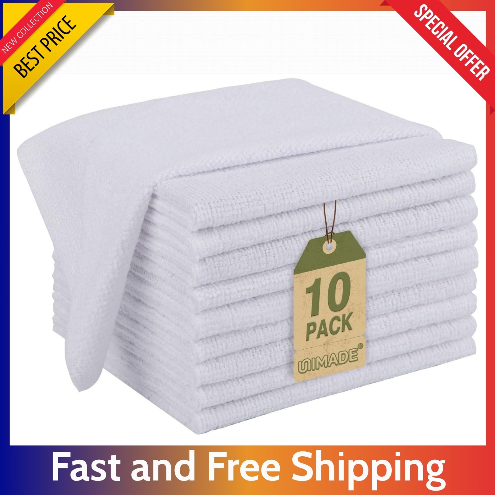 10 Pack Microfiber Cleaning Cloths 11.5×11.5 – Lint Free Towels Car Kitchen Shop