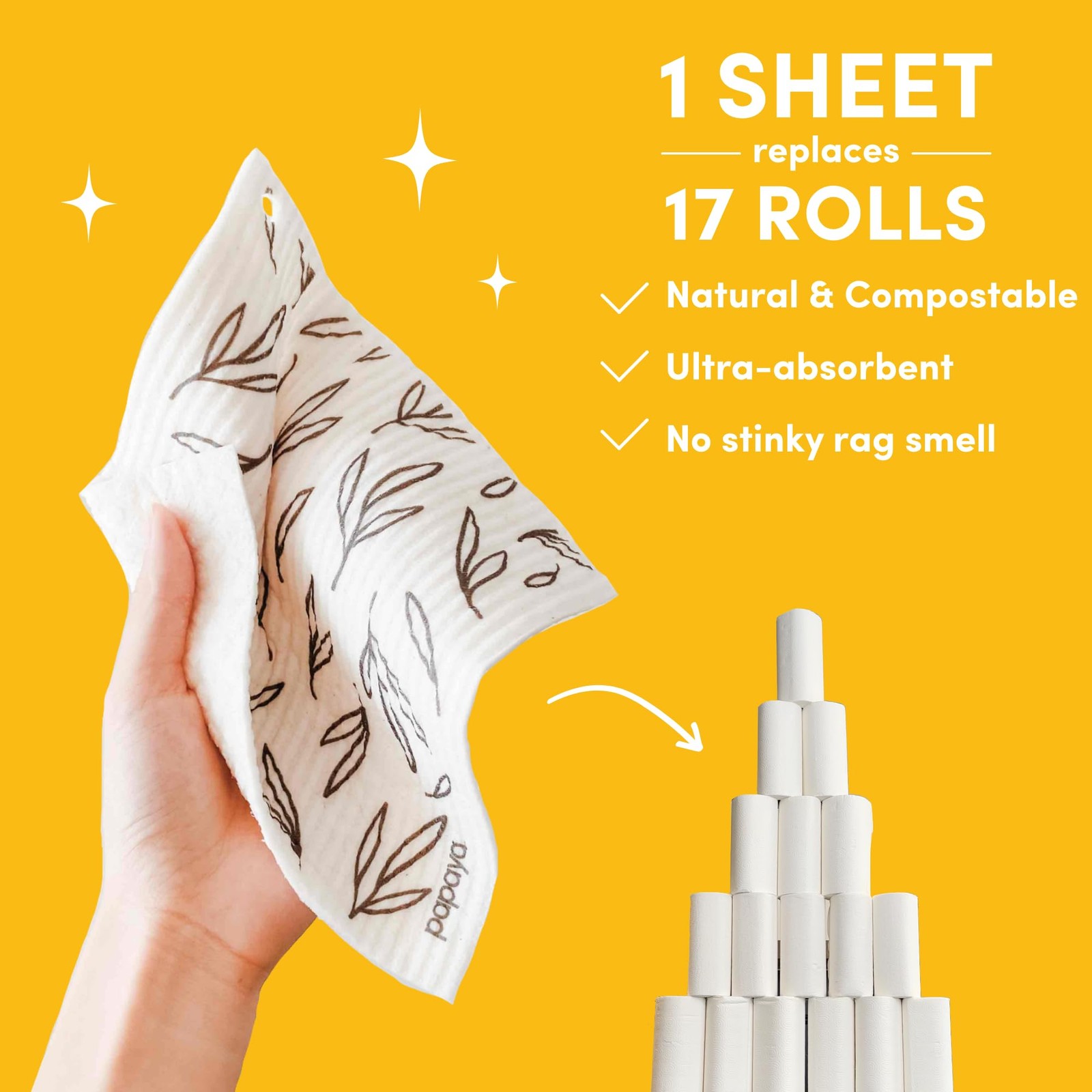 4 PCS Premium Swedish Dishcloths Reusable Washable Paper Towels W/ 2 Hooks