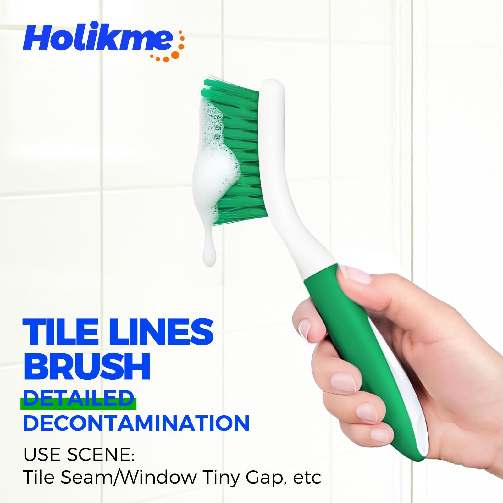 Holikme Cleaning Brush Set for Household Use, Scrub Brush, 5 Pack, Green
