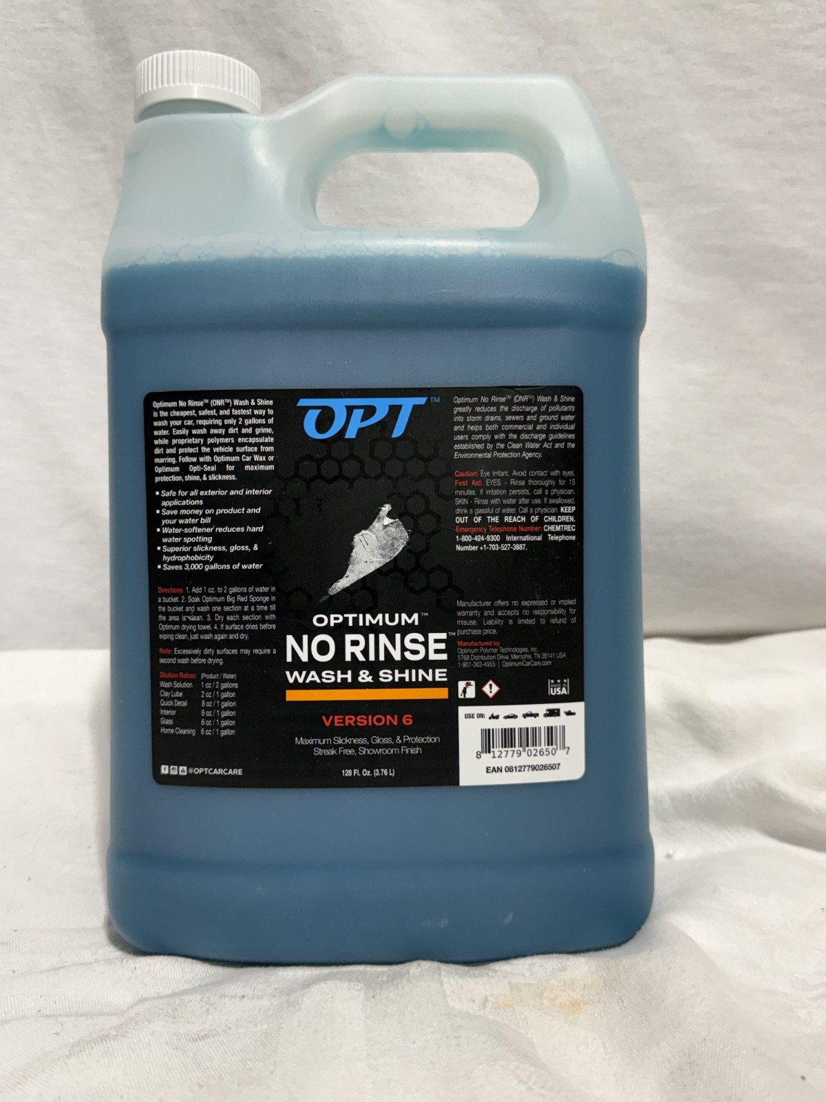Optimum No Rinse Wash and Shine Version 5 – 128 Fl Oz (Pack of 1), Light Blue