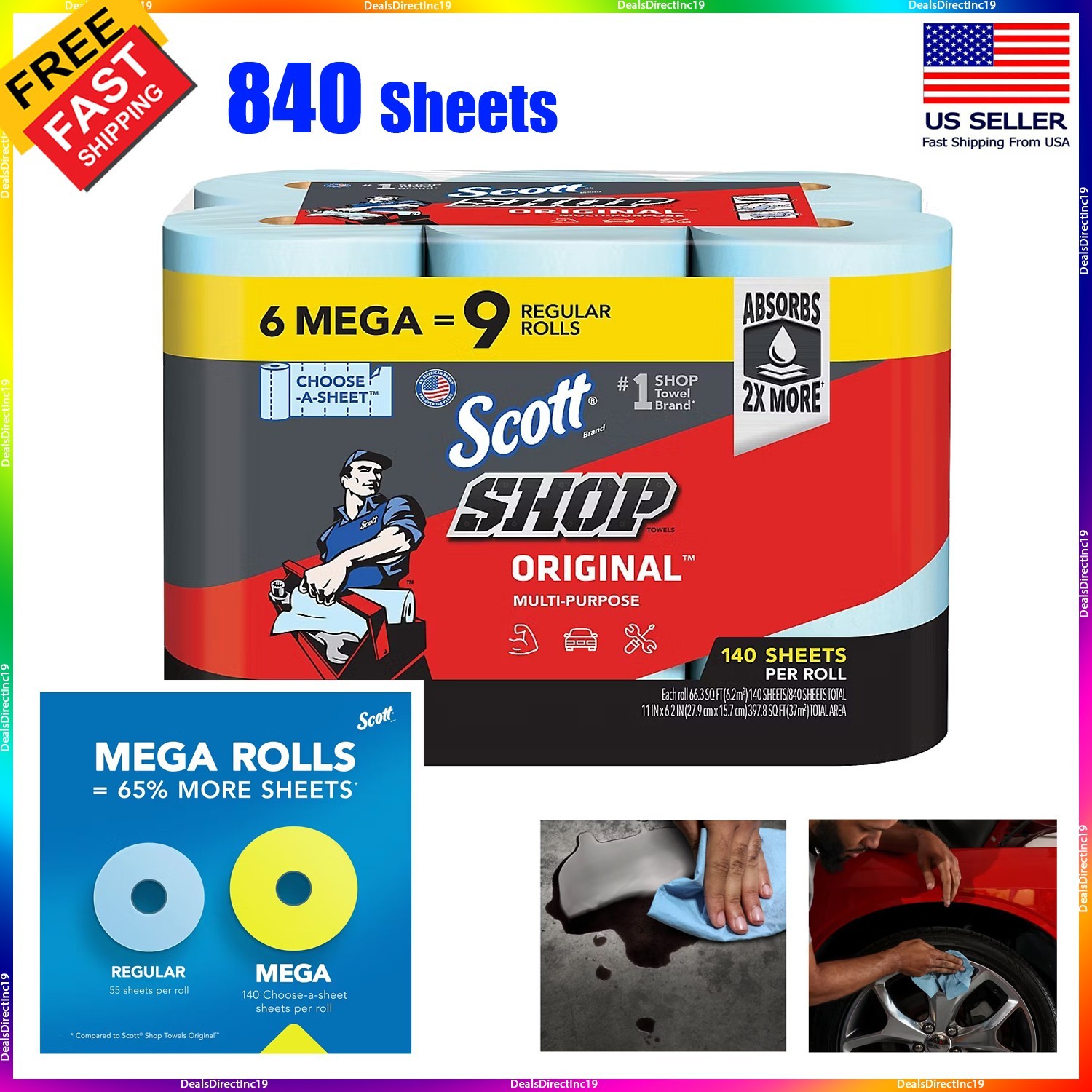 Scott Shop Towels Blue Original Multi Purpose Paper Towel 840 Sheets 6 Mega Roll