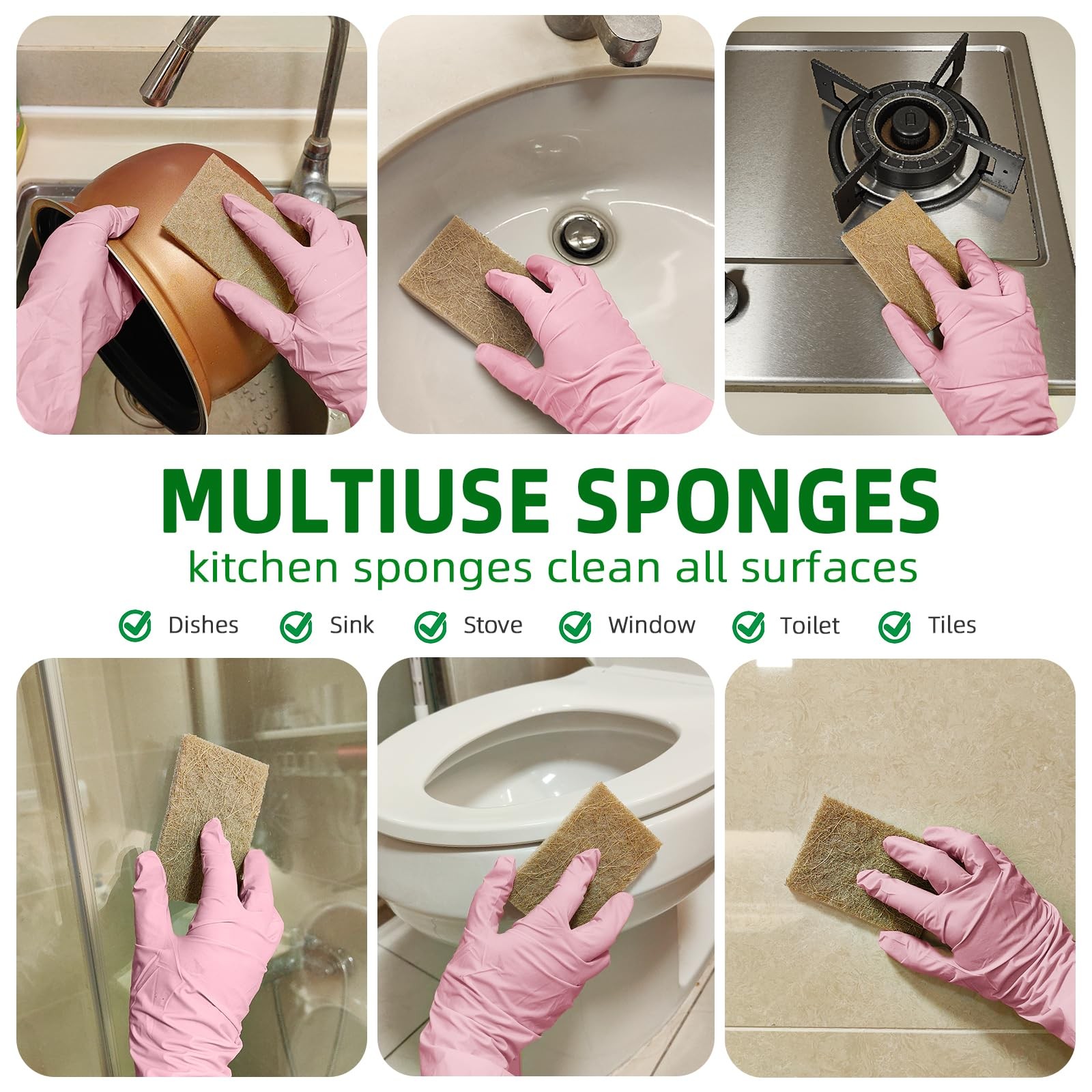 Natural Scouring Pads Dish Scrubber Non-Scratch Sisal Cleaning Pads Multipurpose
