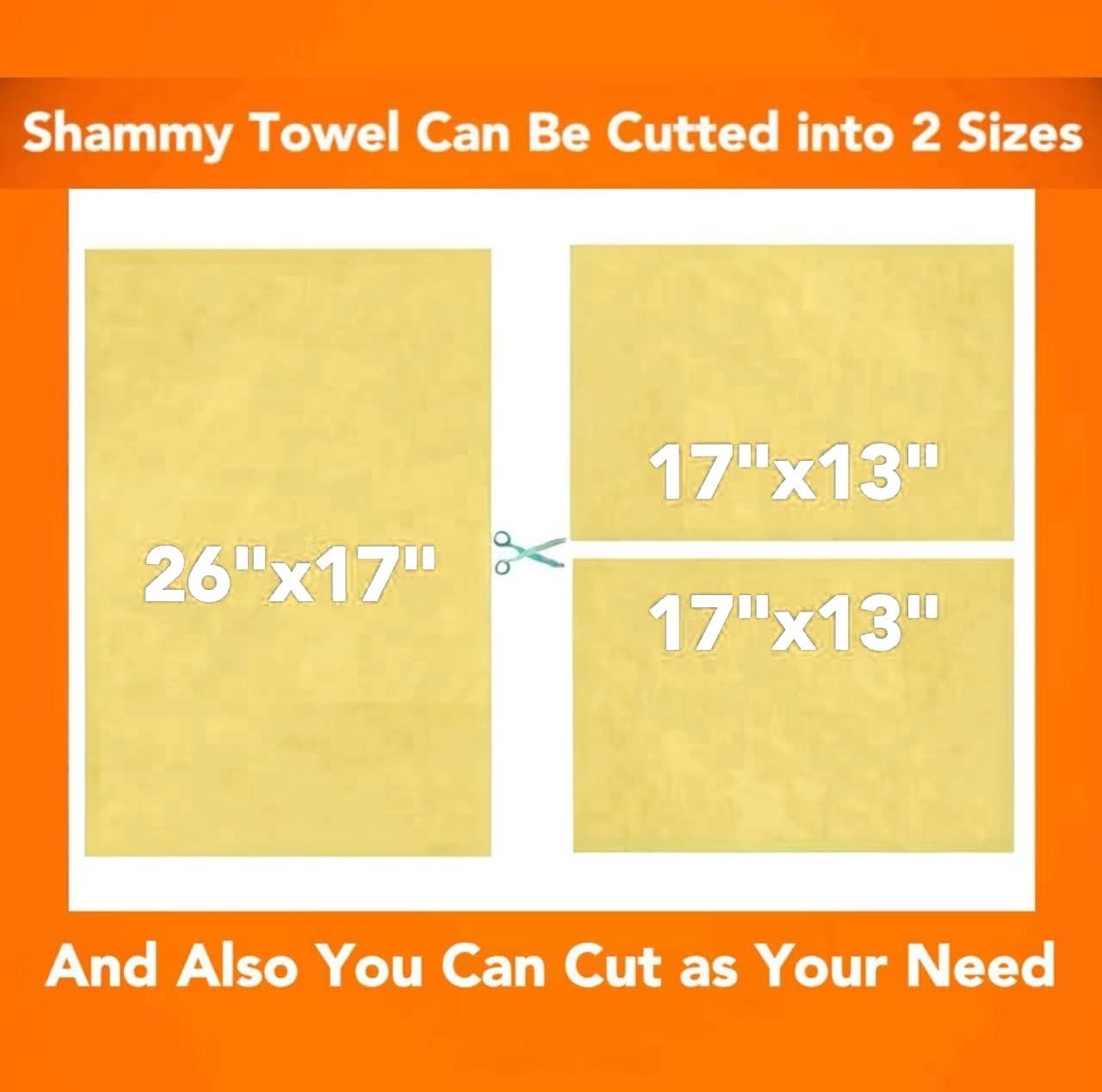 Premium Shammy Cloth for Car Drying – 2pk(26”x17”) – Super Absorbent Synthetic C