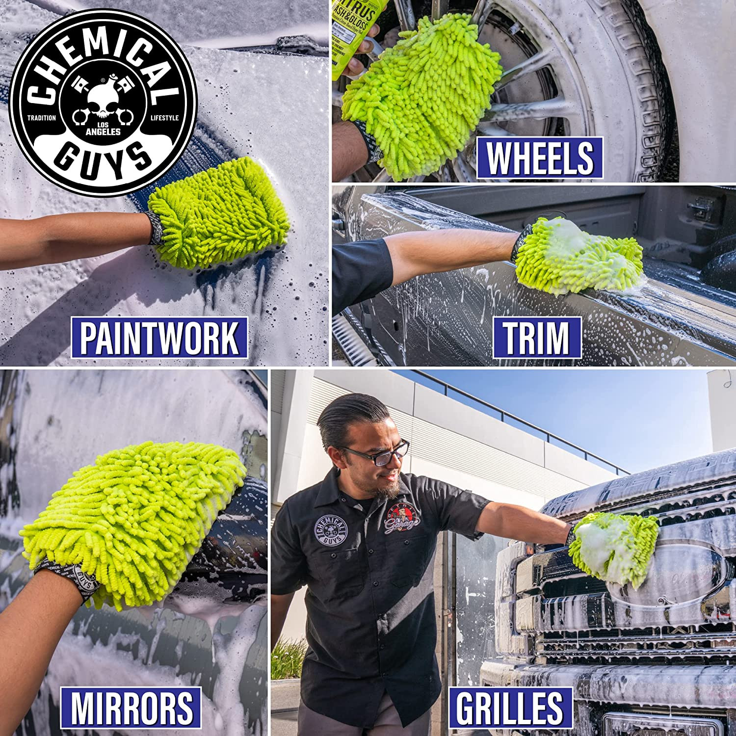 Chemical Guys Chenille Premium Scratch-Free Microfiber Wash Mitt for Car Washing