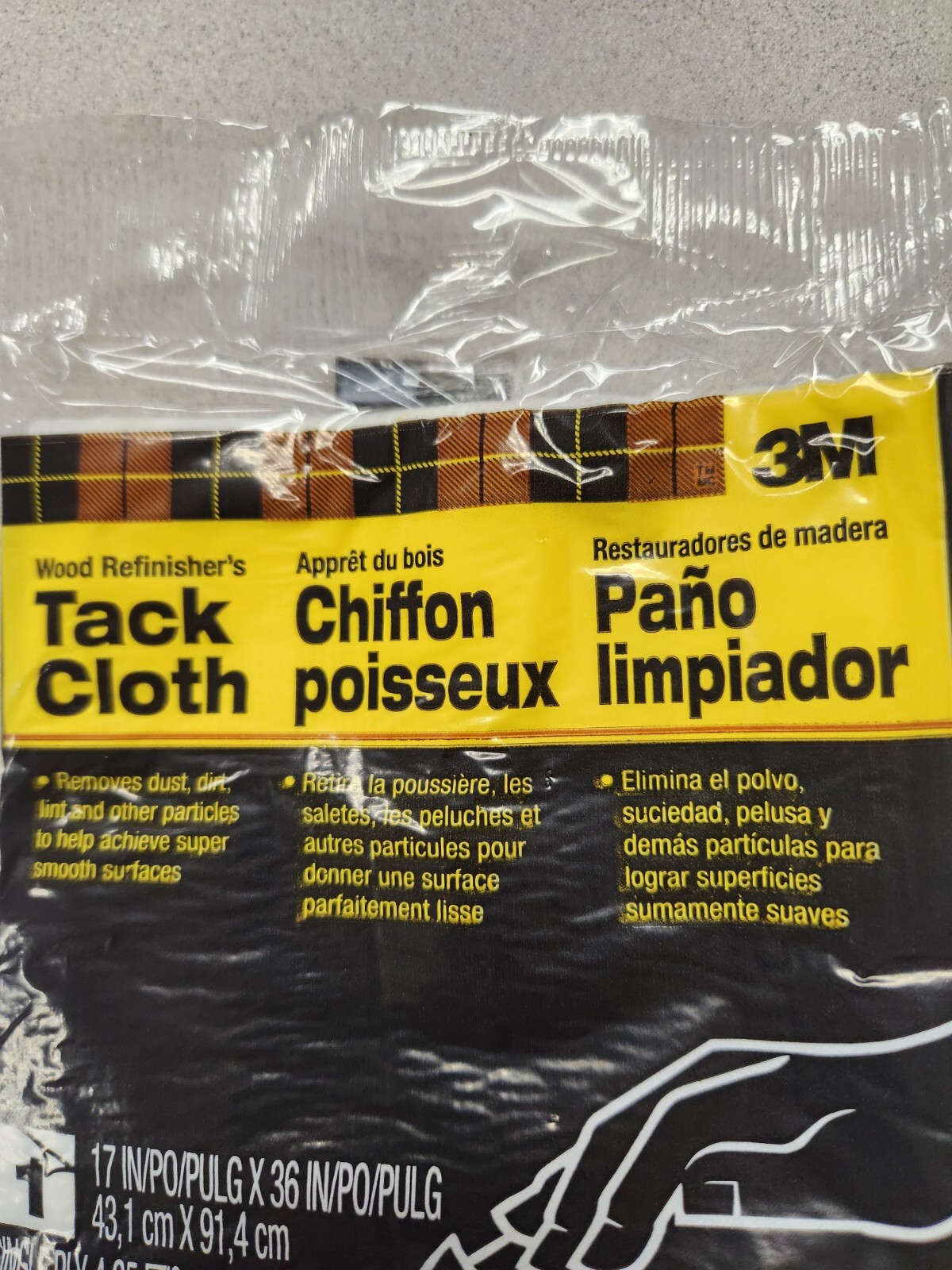 3M 36in. WX17in. White Synthetic Fiber Wood Refinisher’s Tack Cloth (4)