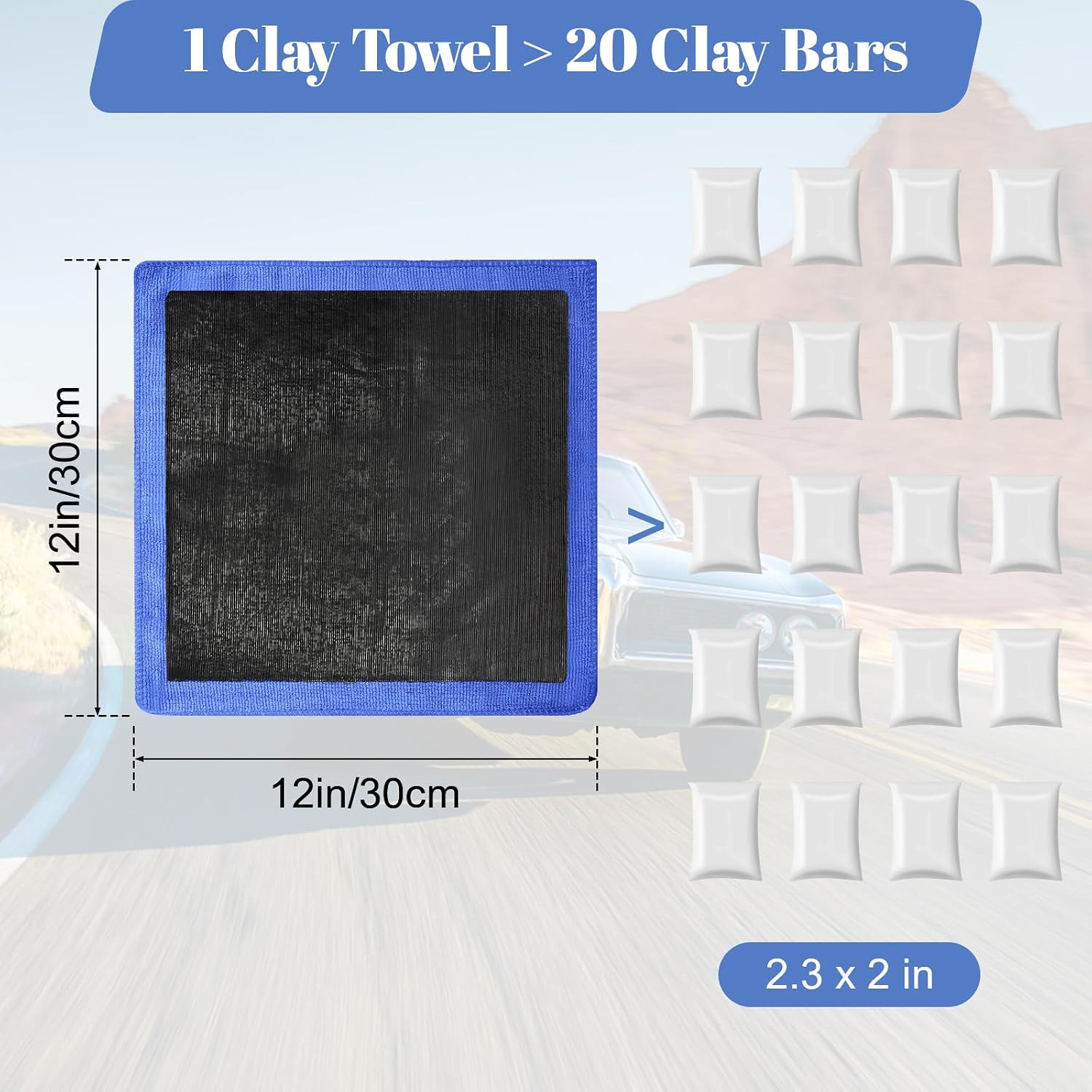 2 Pack Clay Towel 12 X 12 Inch, Blue Clay Bar Towel for Detailing | Clay Deconta