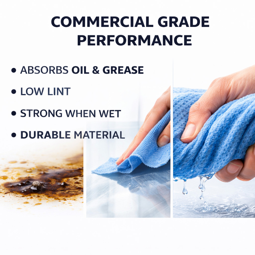 Heavy Duty Wipers Jumbo Roll – Lint Free Non Woven Cloths with Hydroknit 12″x13″