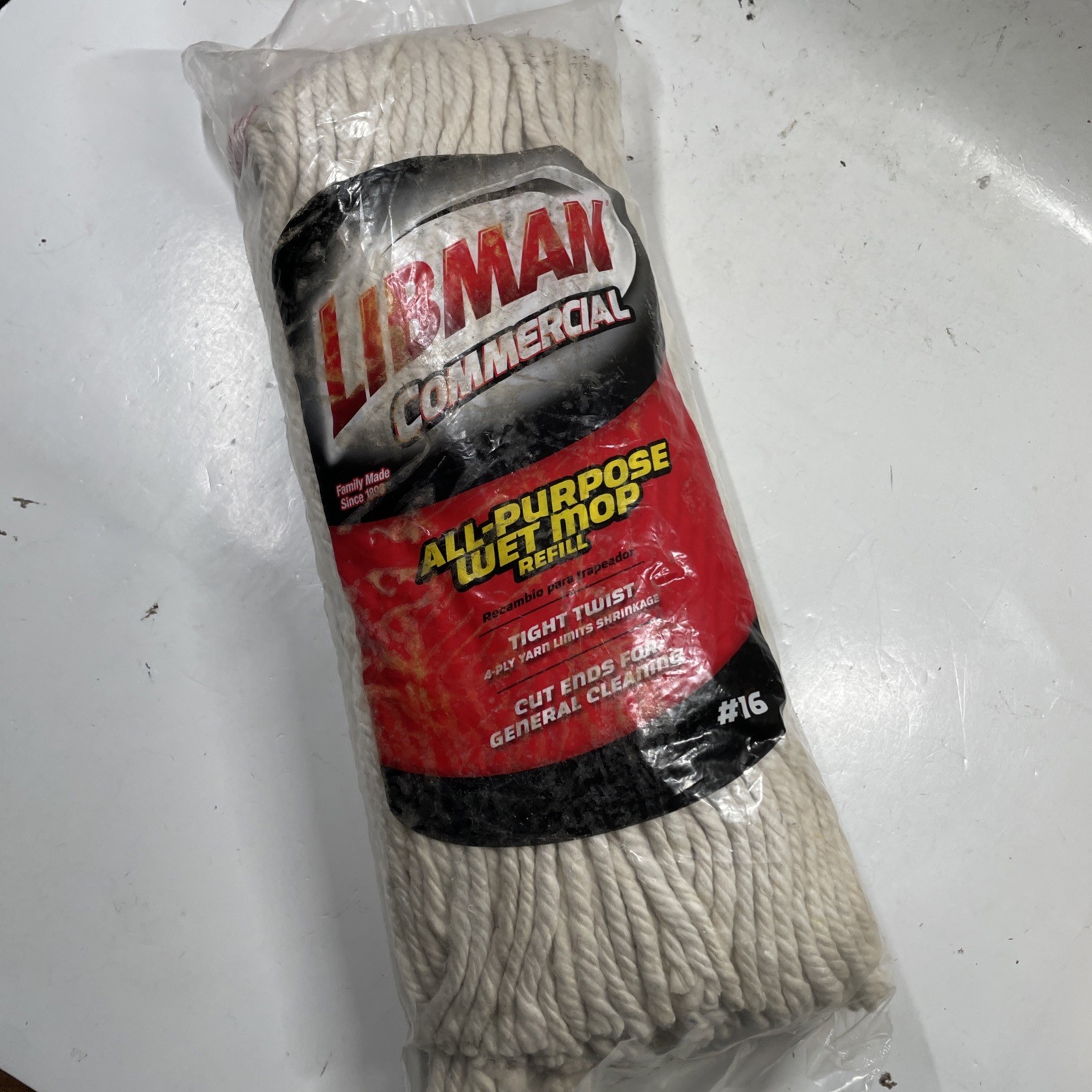 Libman #16 All-Purpose Cotton Blend Wet Mop Refill Extra Absorbent Twisted Yarn