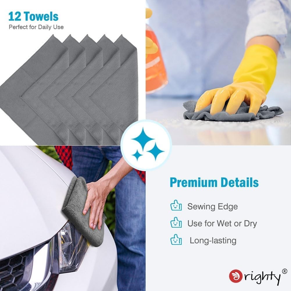Multifunctional Microfiber Towels – 12 Pack, Perfect for Cars, Homes & Kitchens