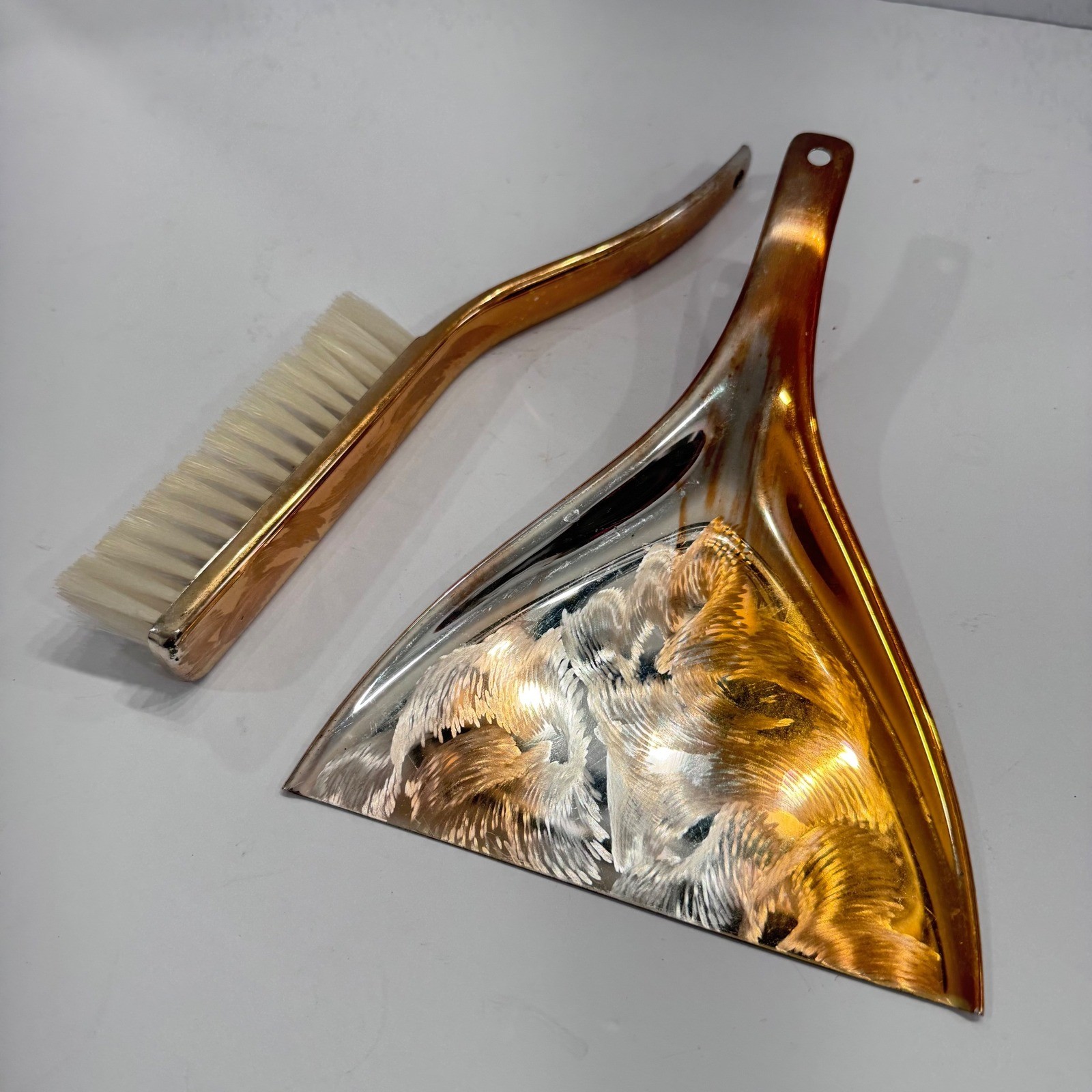 WMF IKORA Germany Silverplate Dustpan Brush Set Vintage Art Deco Cleaning Tool