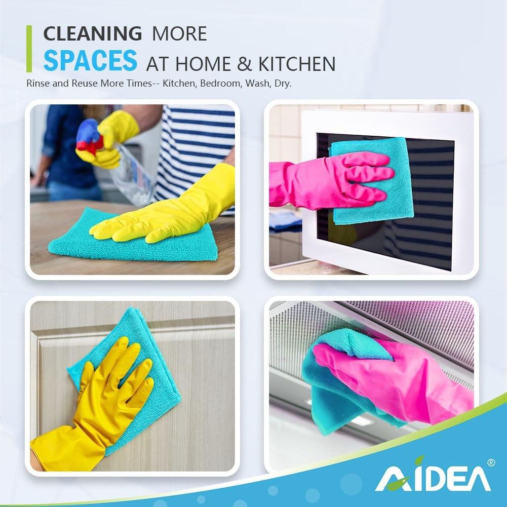 6 Pack 12×12 Inch Microfiber Cleaning Cloth for House Kitchen Boat Cars
