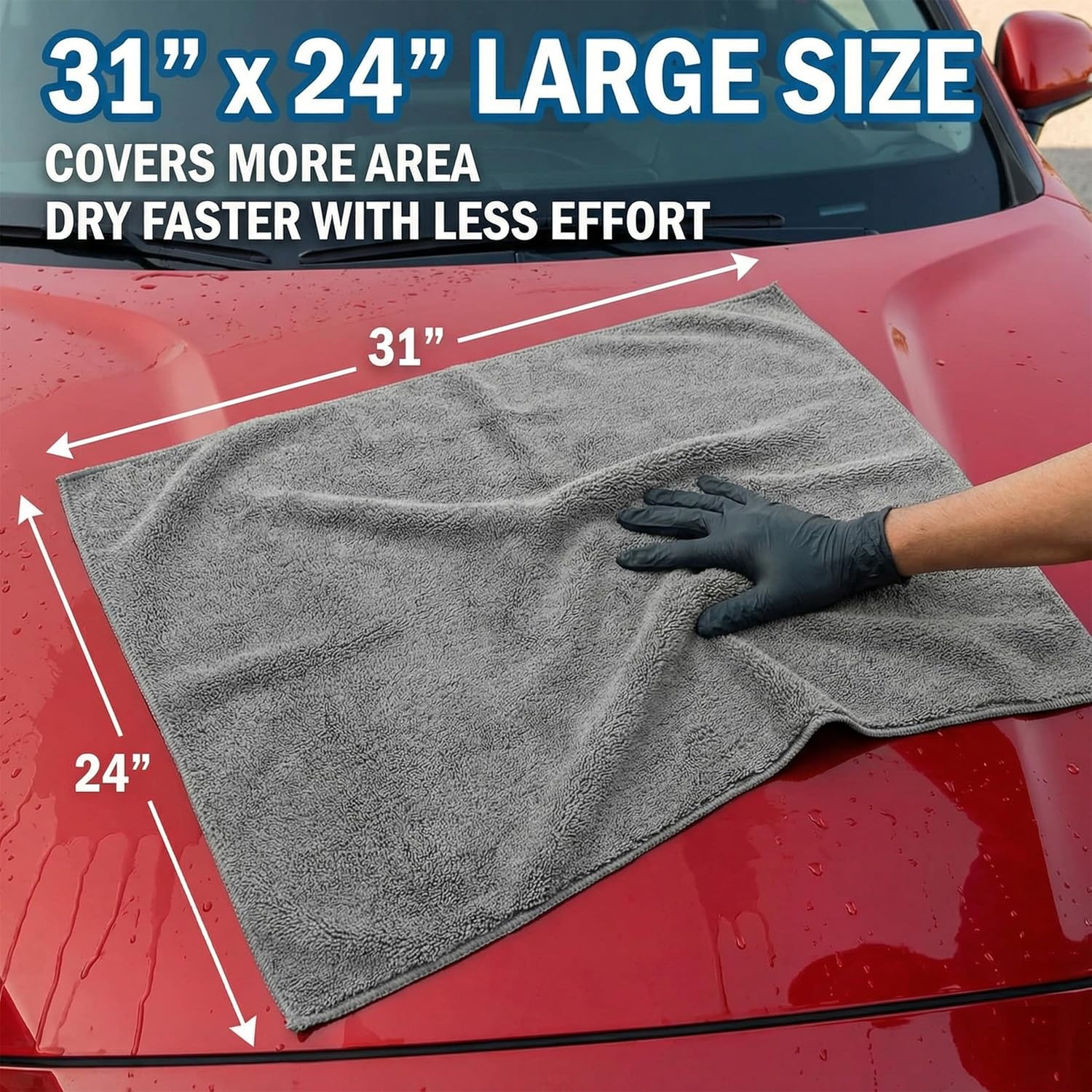 2 Pack Professional Large Microfiber Car Drying Towels (31″ X 24″), Scratch Free