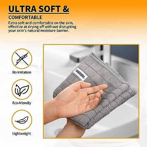 Microfiber Hand Towels 24 Pack Grey 25×15 Inch Quick Dry Lint Free Soft