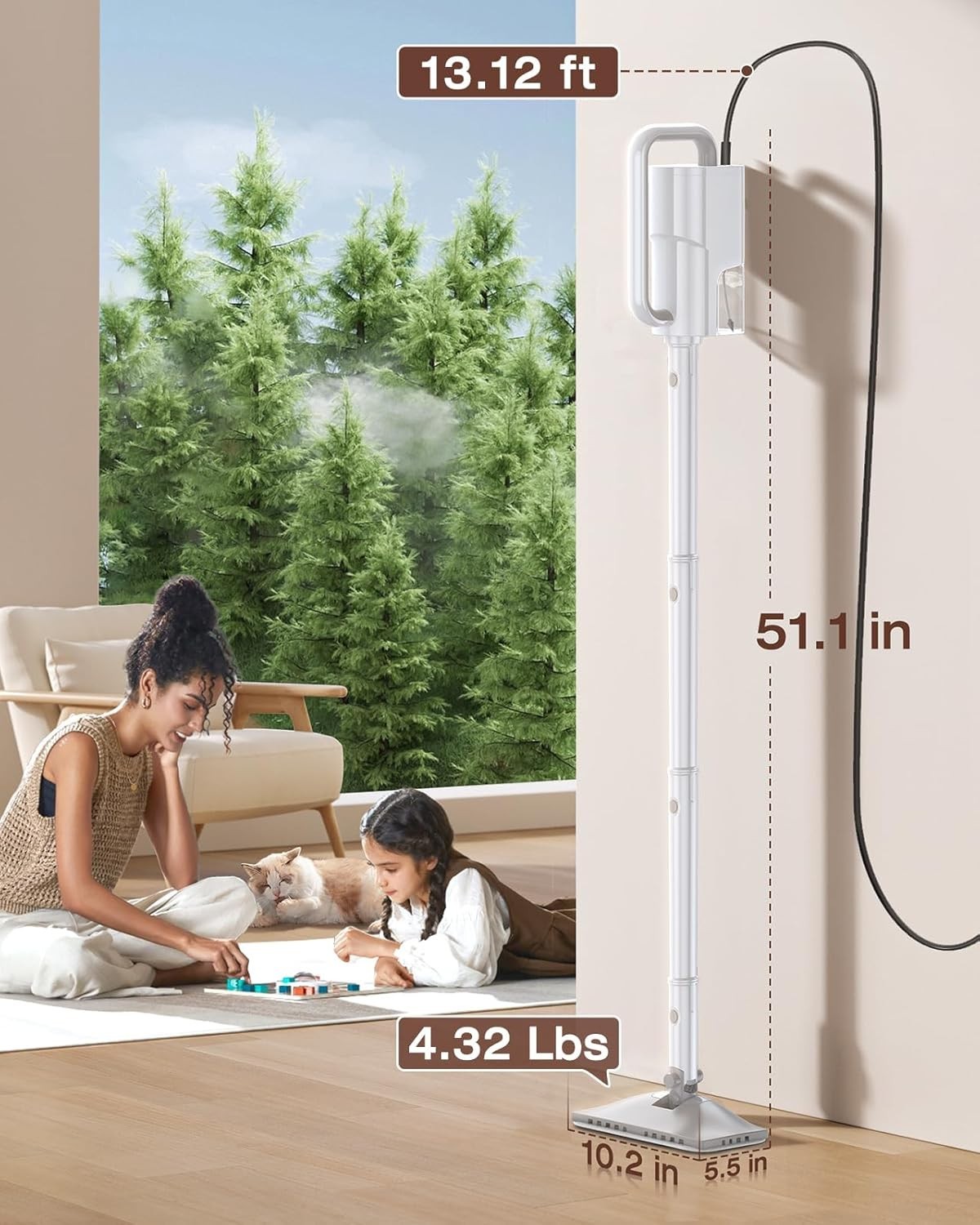 10-in-1 Steam Mop with Detachable Handheld Steamer,350ml Tank, 10s Heat-Up, 2…