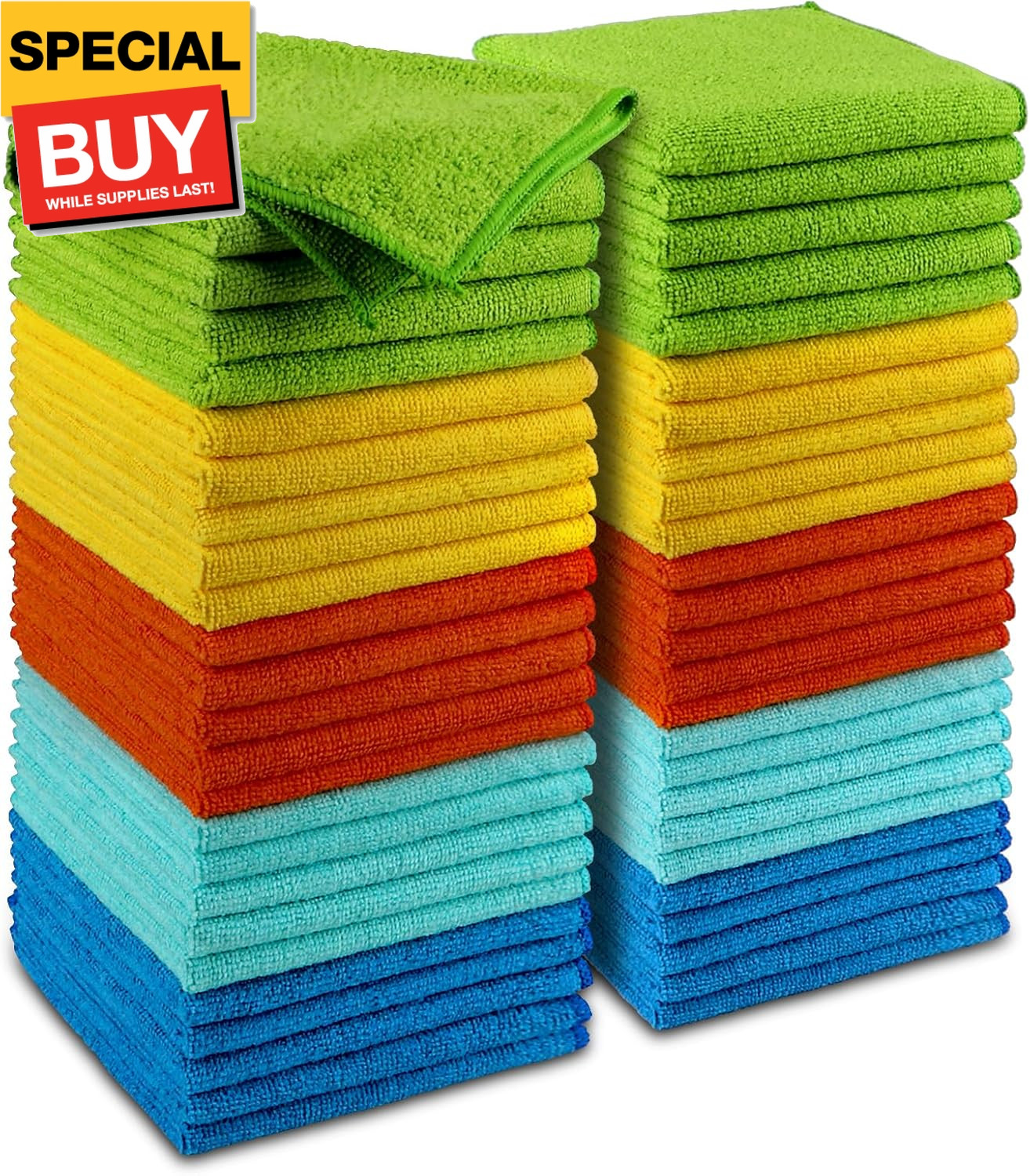 Microfiber Cleaning Cloths, 50PK, Microfiber Towels for Cars, Premium All Purpos
