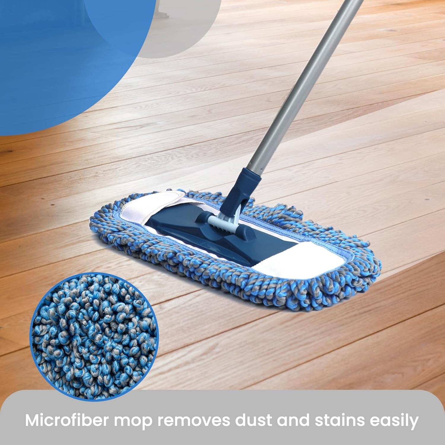 Dust Mop with 57″ Long Handle, Microfiber Wet Dry Mop for Hardwood Tile Vinyl Fl