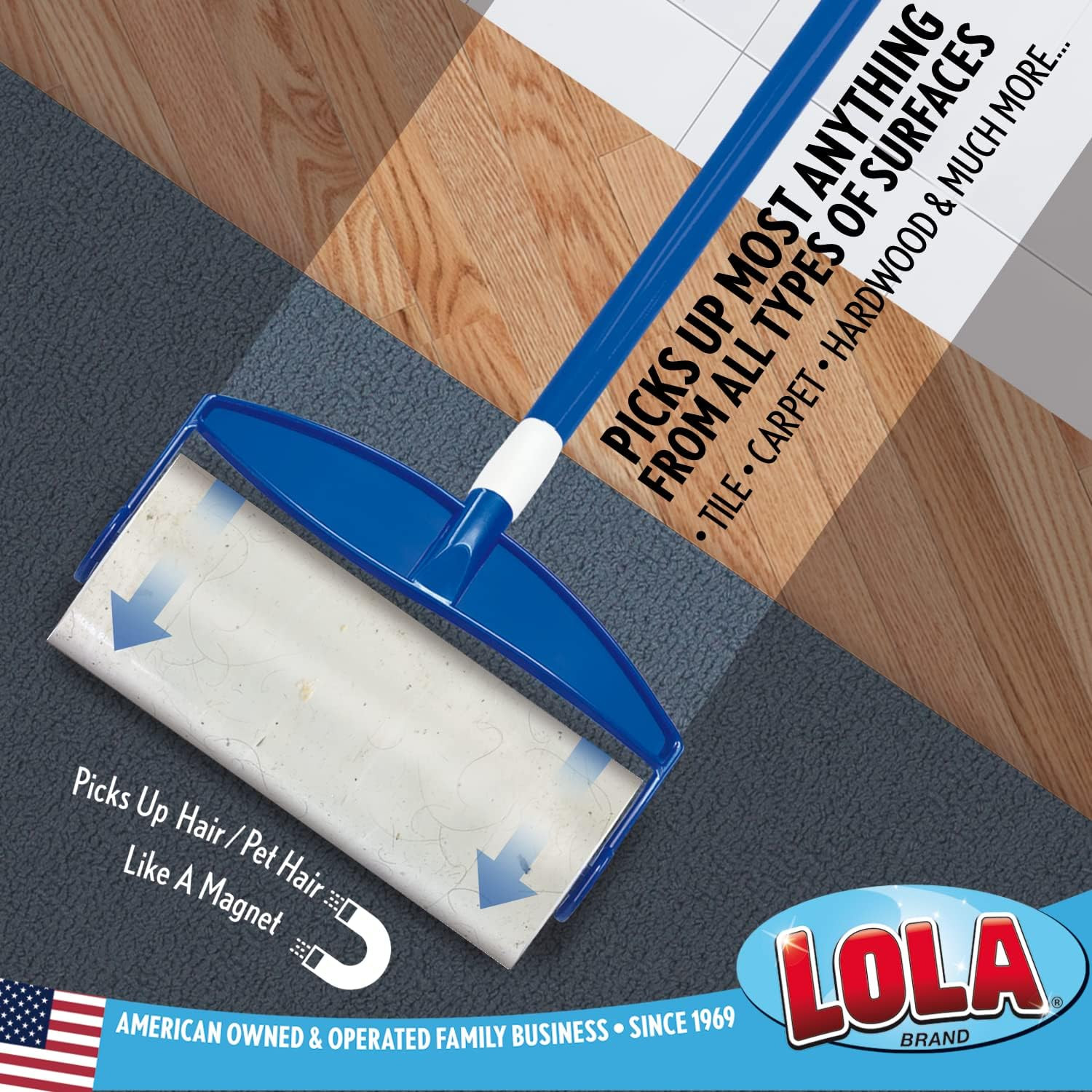Lola Rola Sticky Mop Refills, Traps Dirt, Dust, and Hair, Pet Hair White