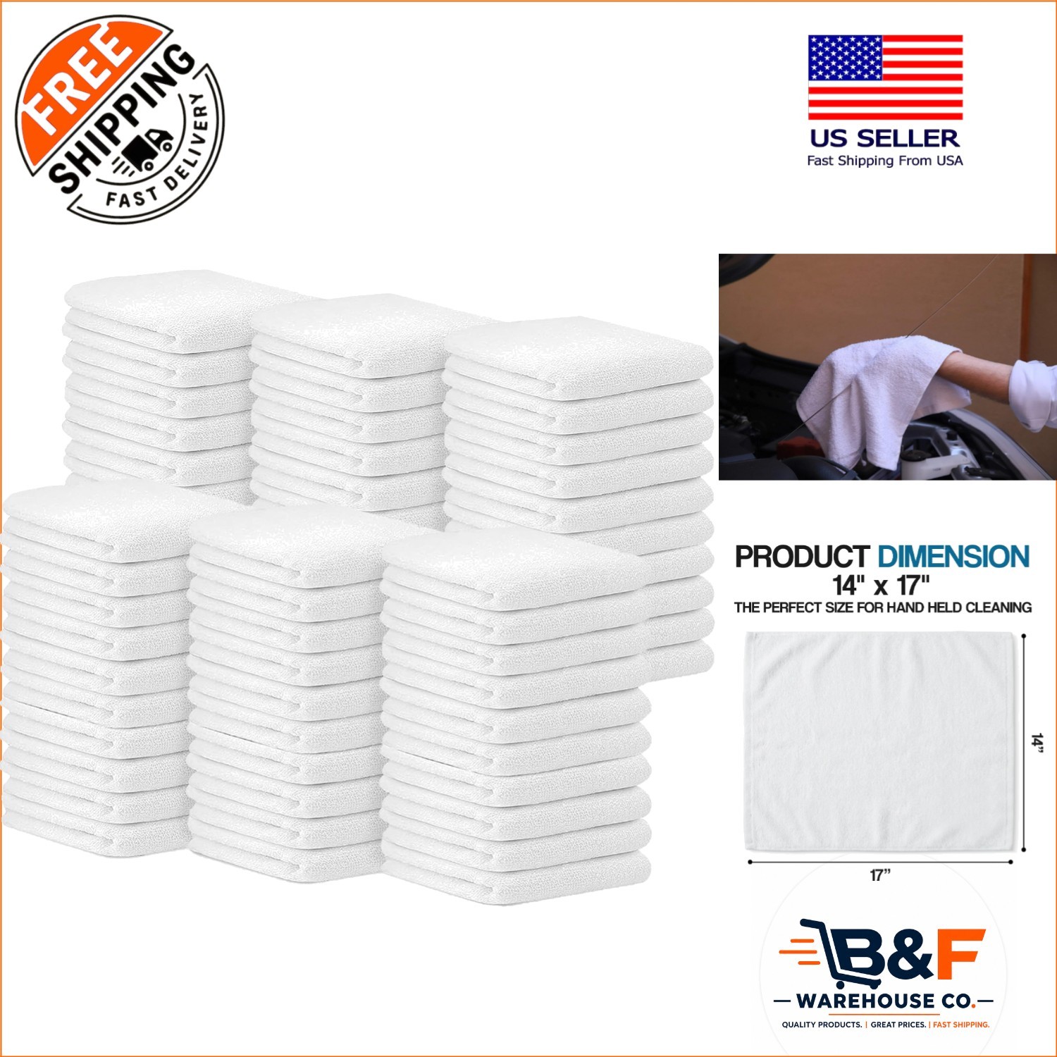 60 Pcs 14×17 Inches Cotton Bar Towels – Durable, Absorbent & Multipurpose Rags